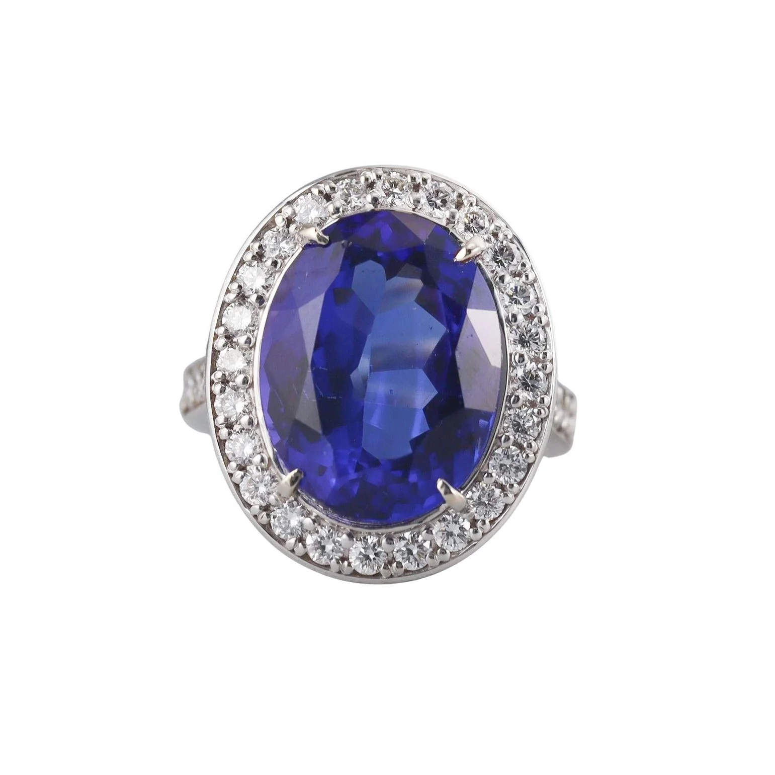 10.76ct Tanzanite Diamond Gold Cocktail Ring
