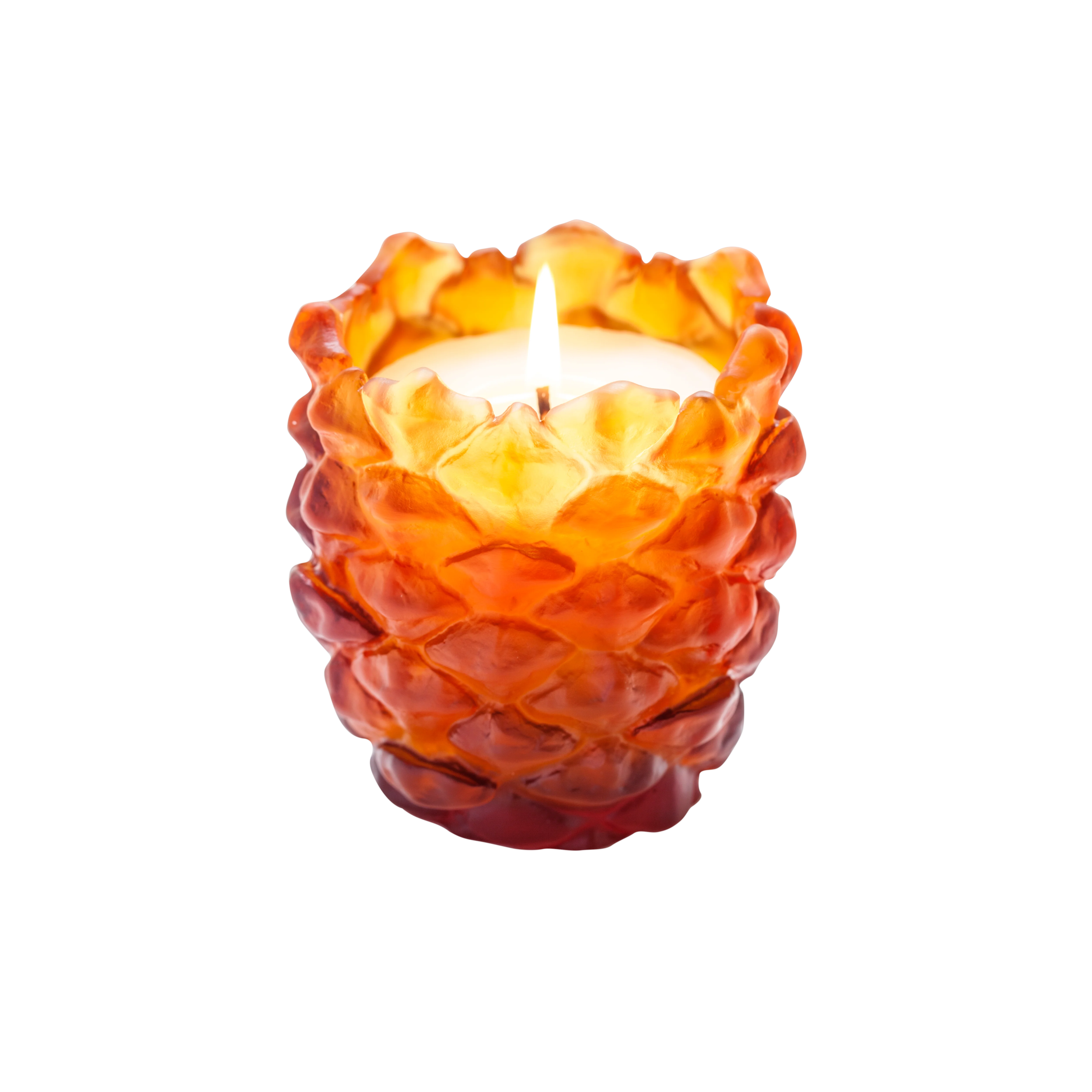 Brand New Daum Crystal Pomme De Pin Bougie Ambre Senteur Candle 05435-1