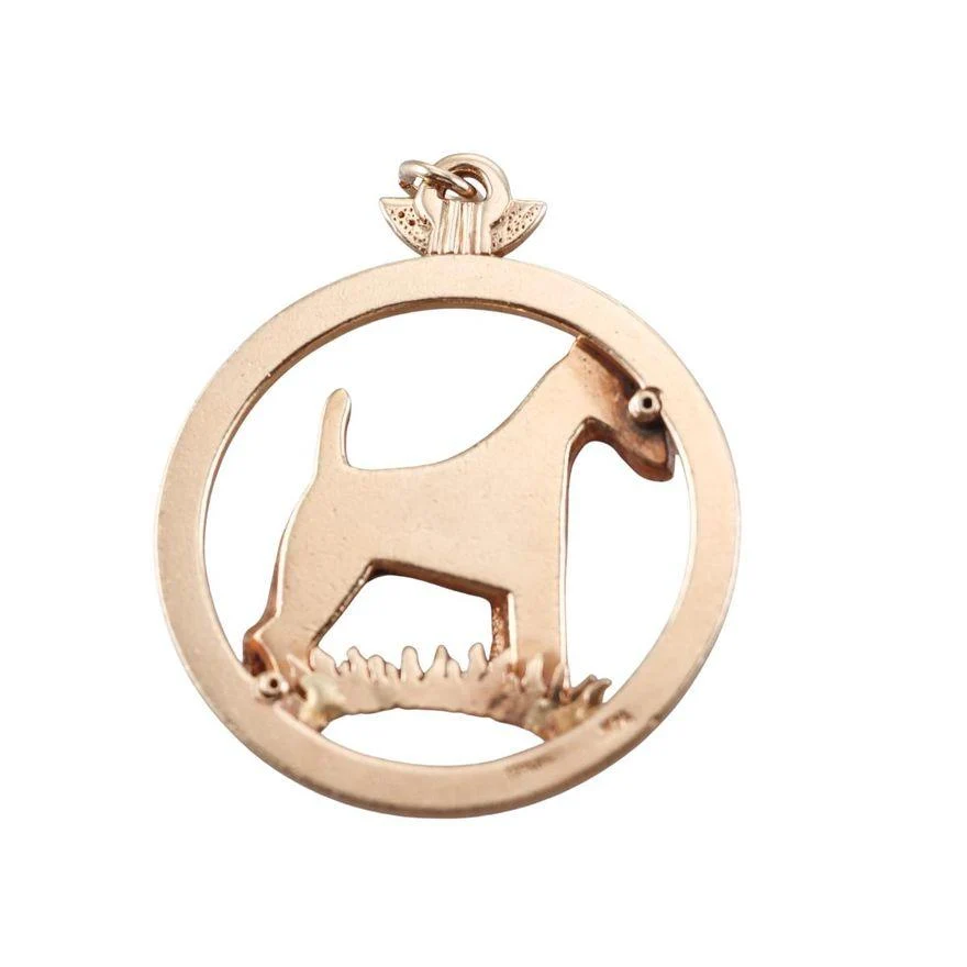 Tiffany Mid Century 14k Gold Terrier Medallion Pendant
