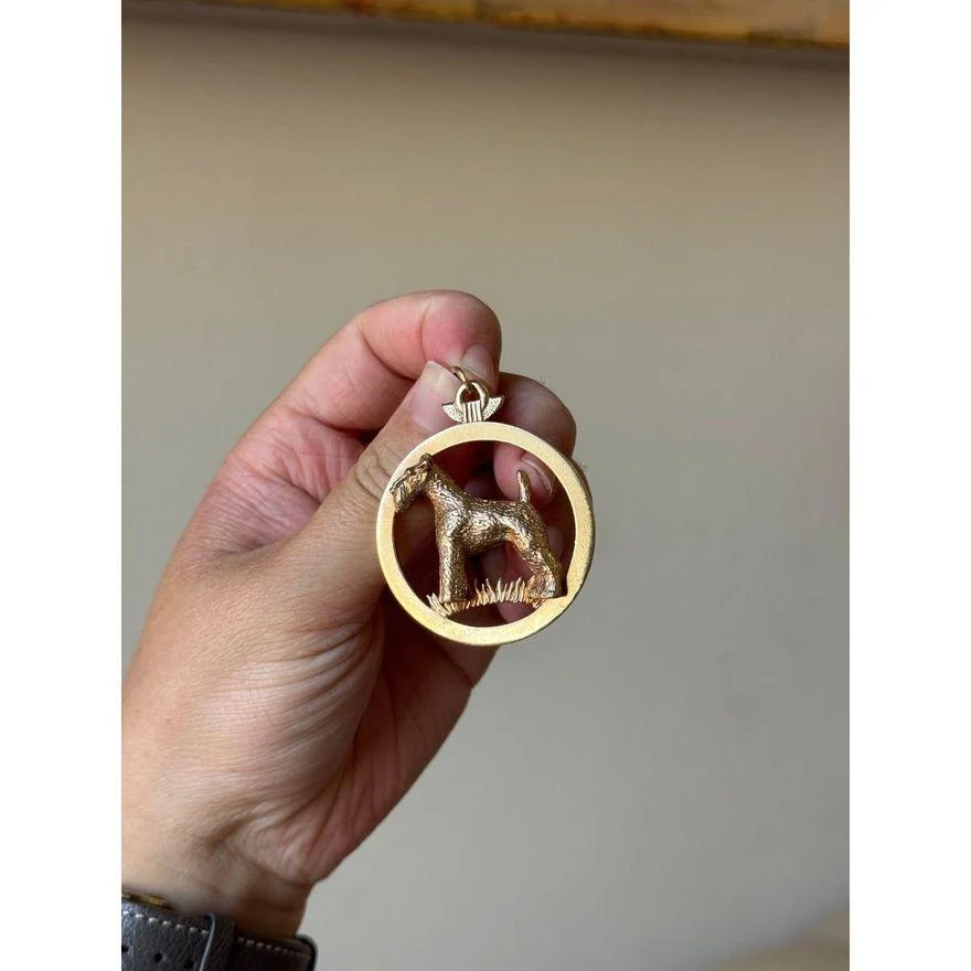 Tiffany Mid Century 14k Gold Terrier Medallion Pendant