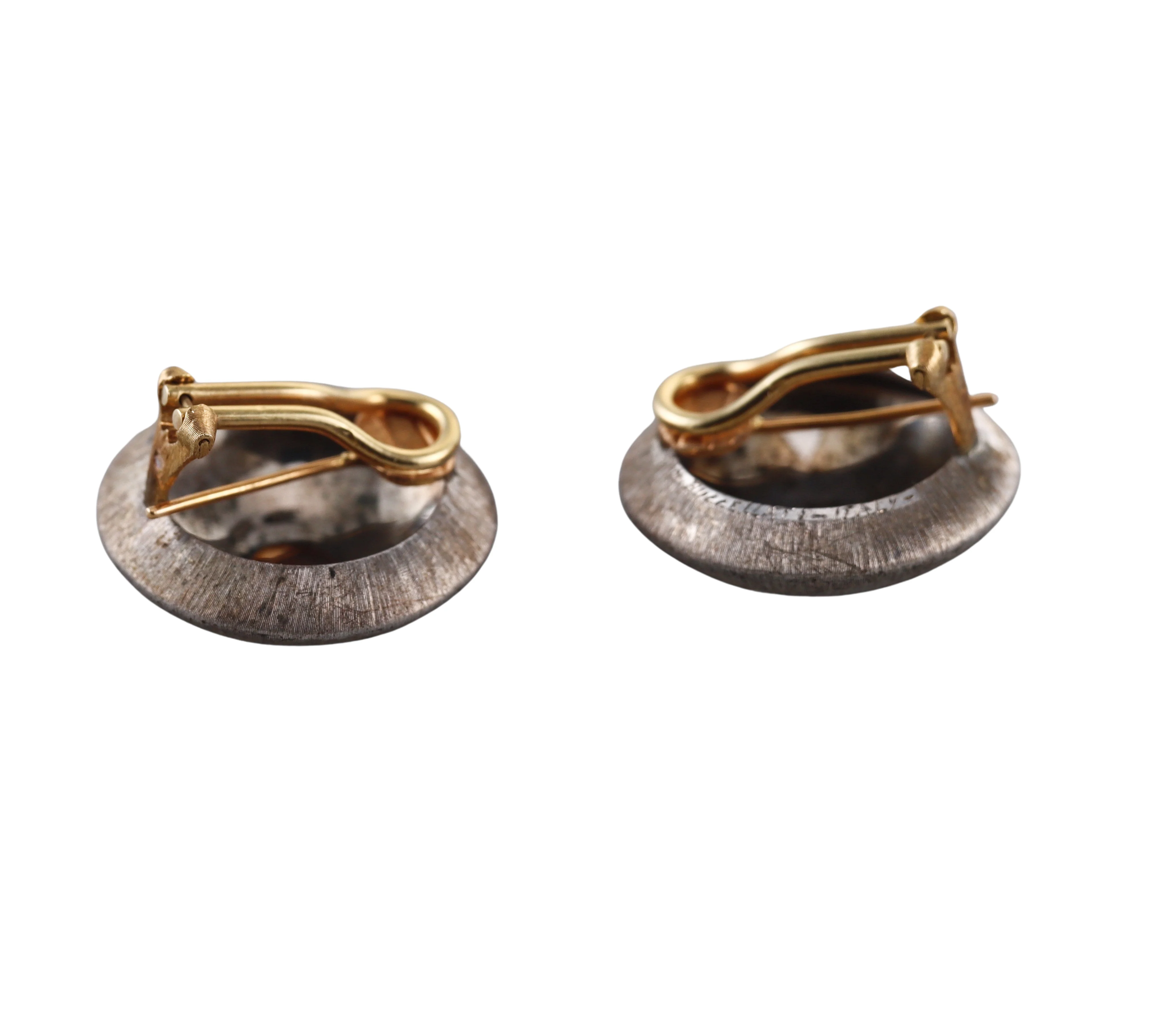 Mario Buccellati Macri Silver Gold Large Button Earrings