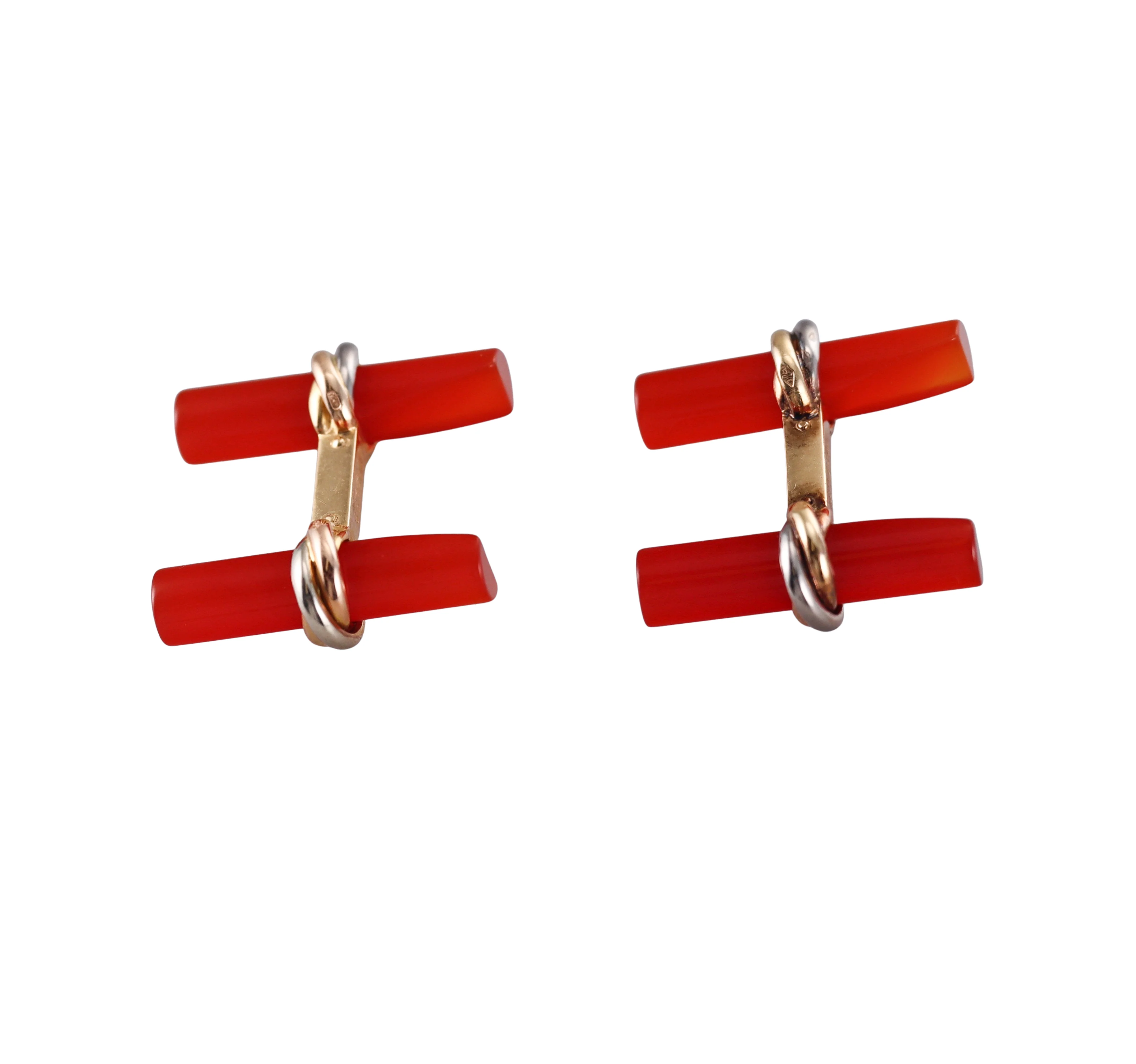 Cartier Trinity Gold Carnelian Bar Cufflinks