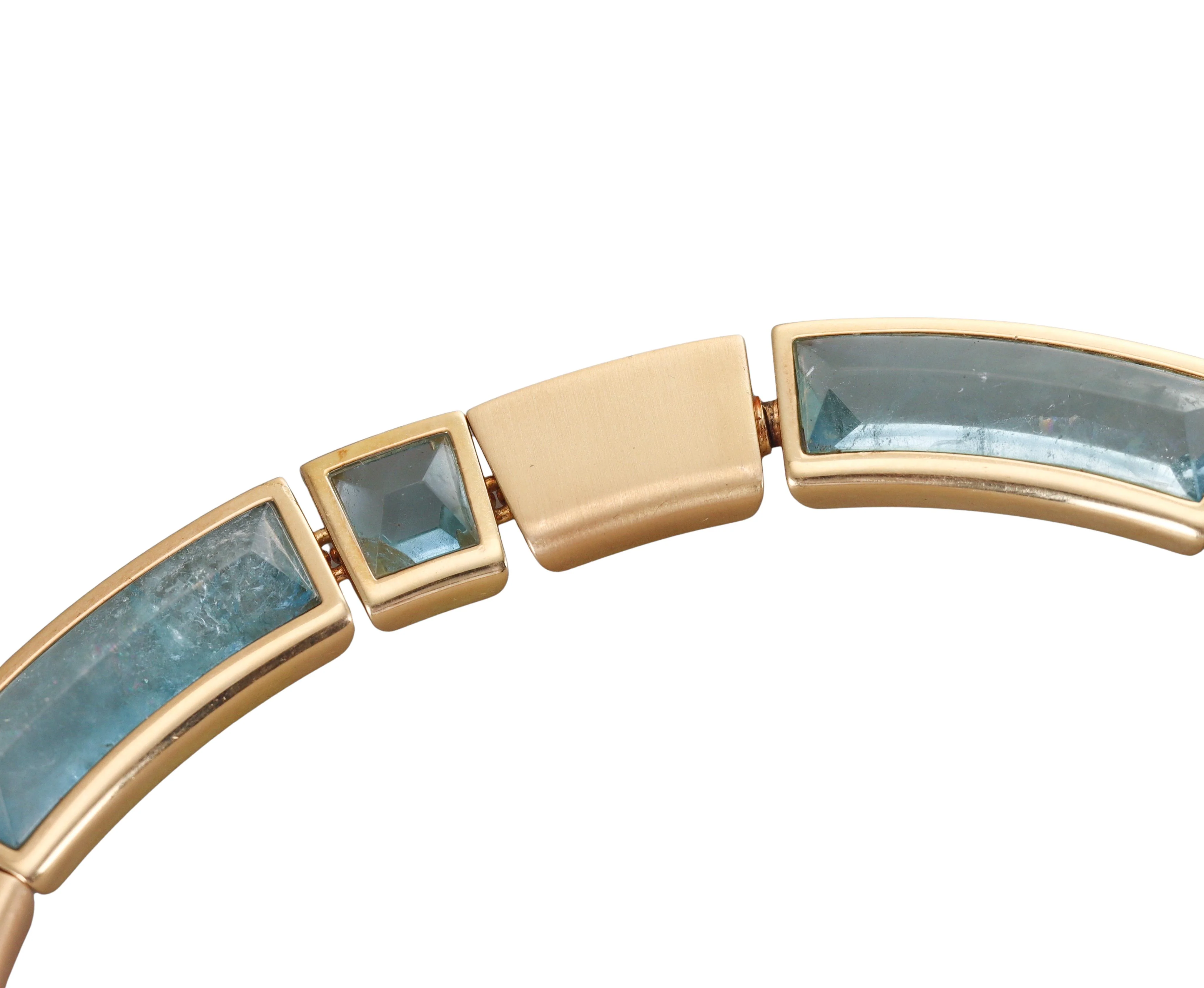 1970s Modernist Aquamarine Gold Necklace