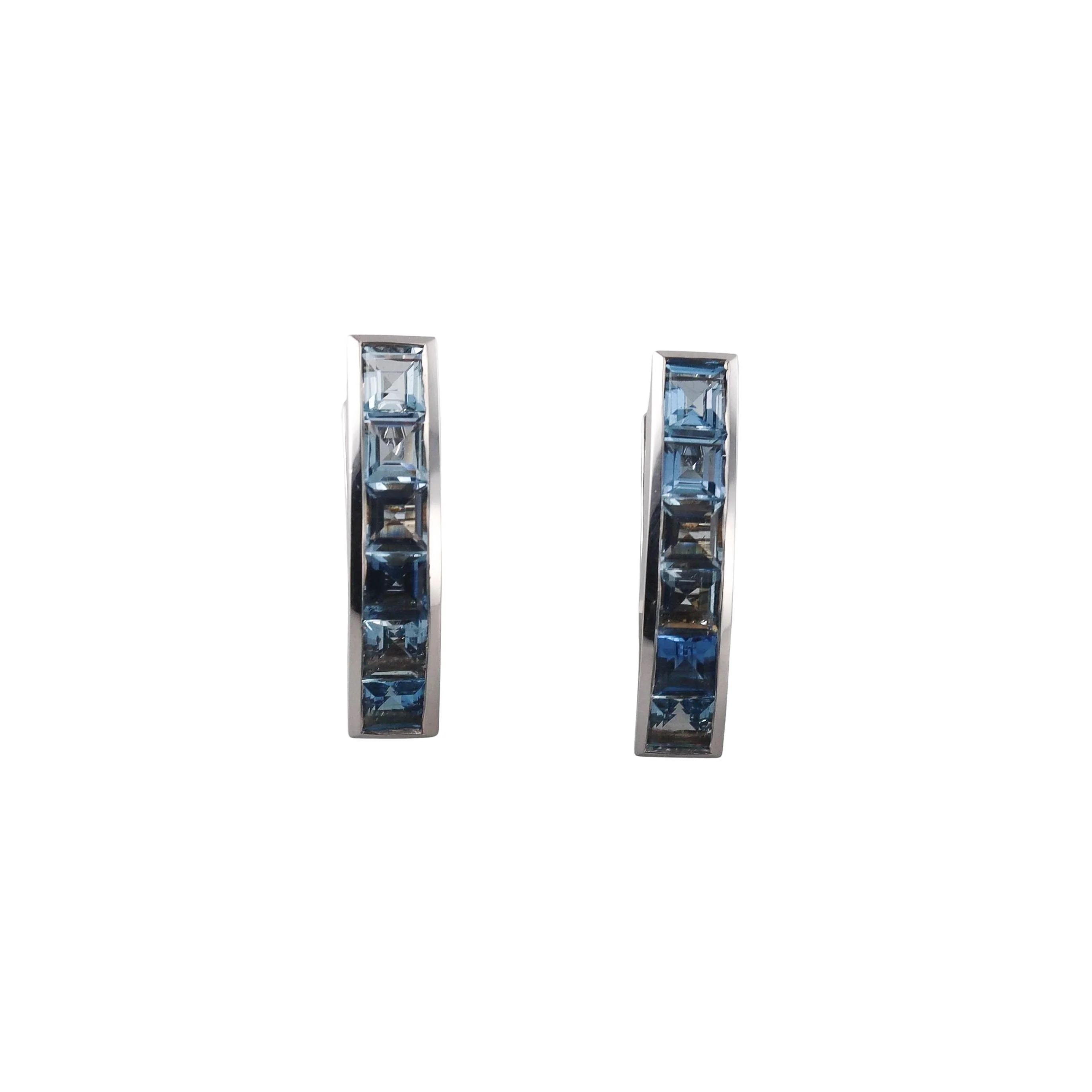 Garrard Blue Topaz Gold Hoop Earrings