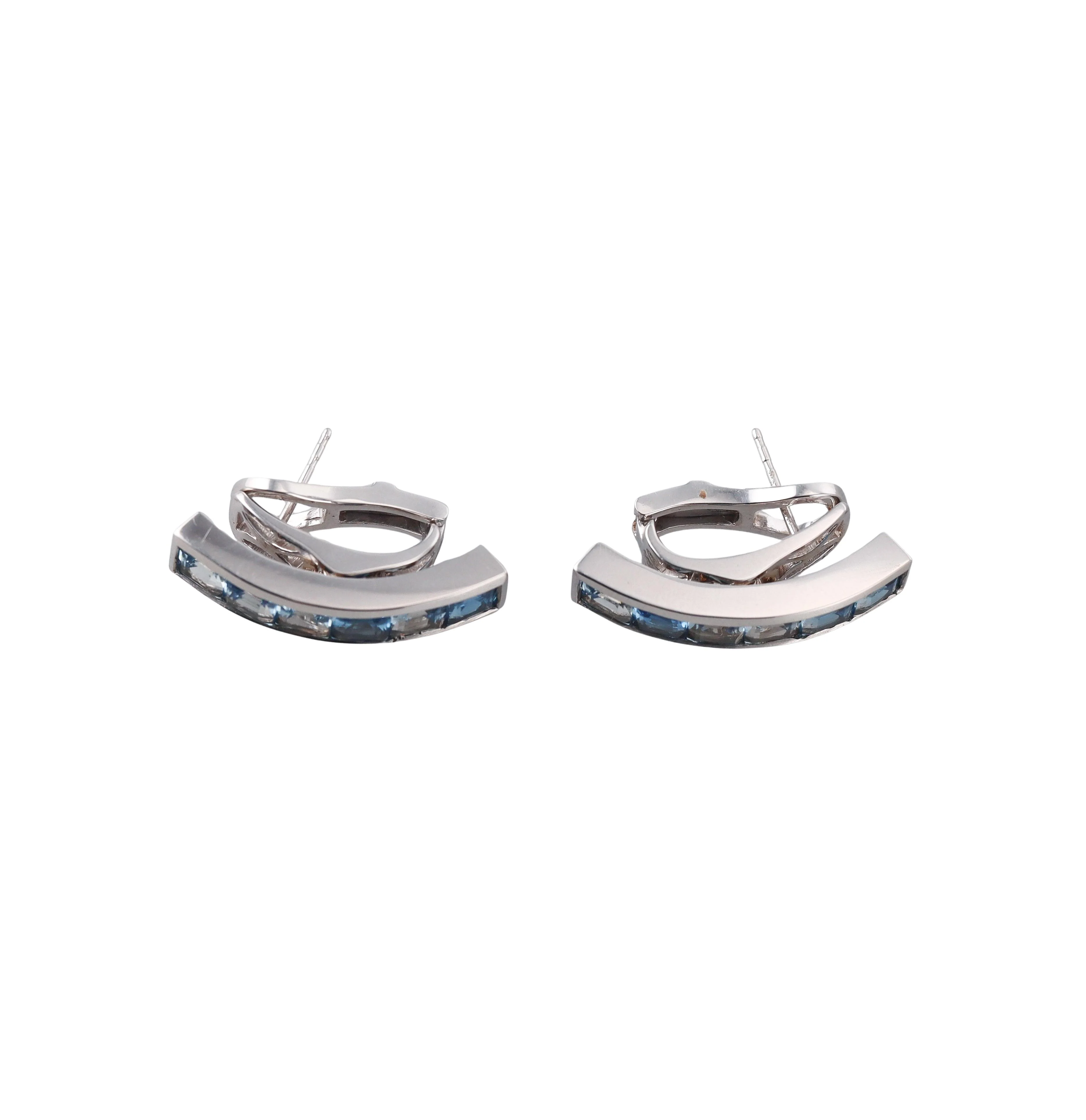 Garrard Blue Topaz Gold Hoop Earrings