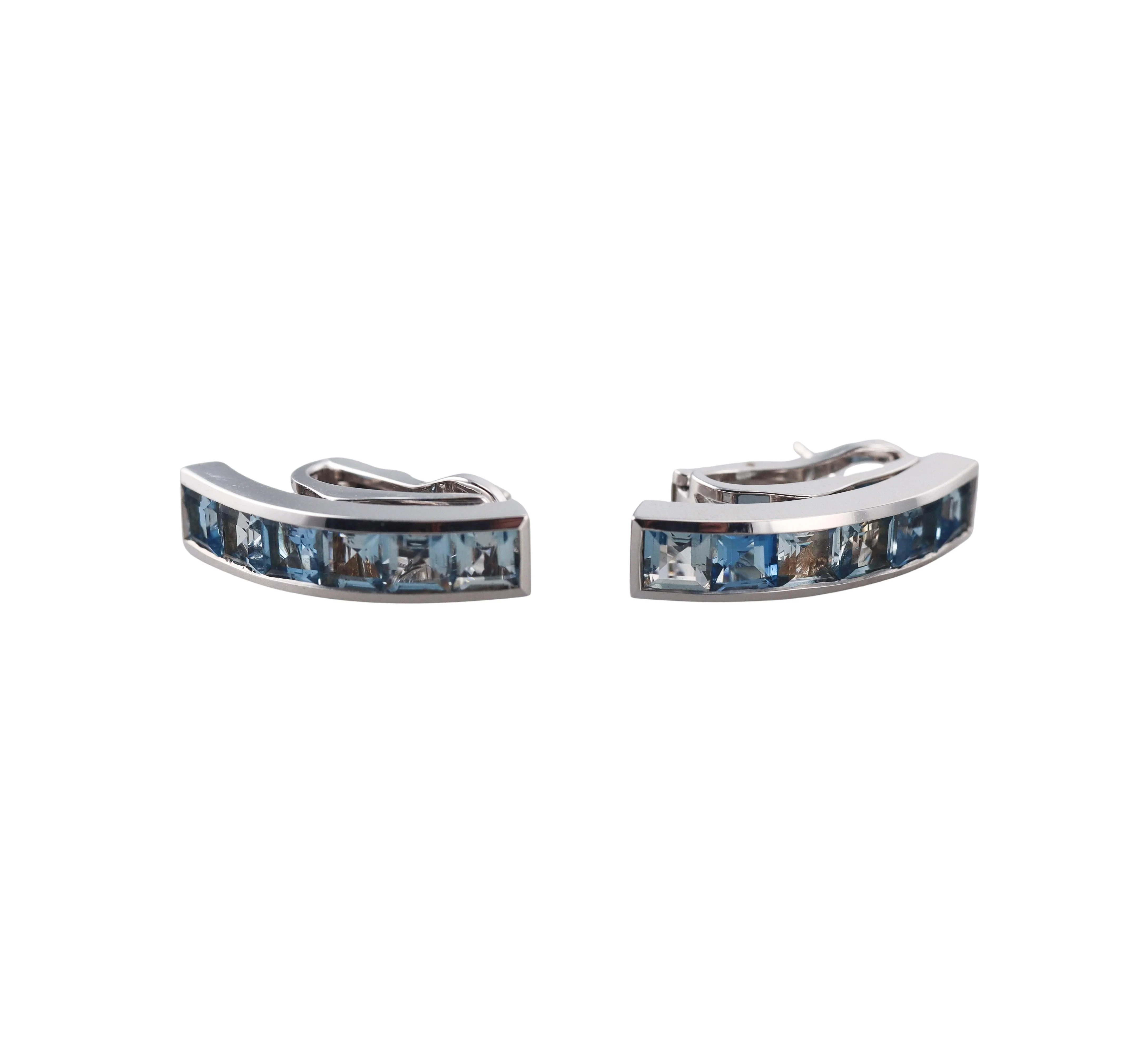 Garrard Blue Topaz Gold Hoop Earrings