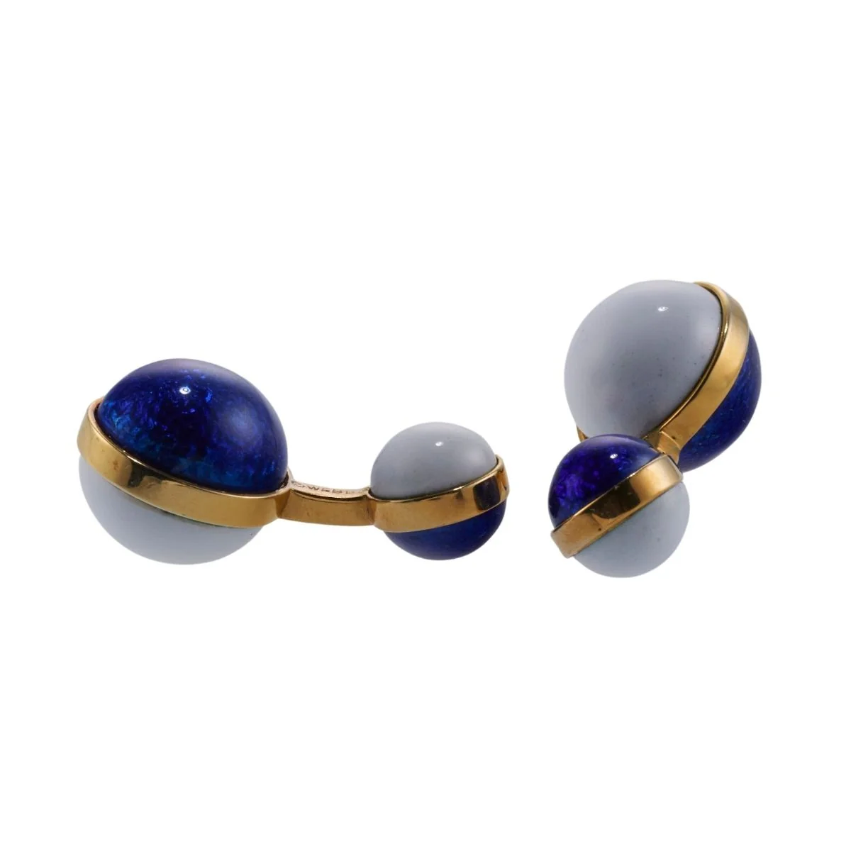 David Webb Enamel Gold Ball Cufflinks