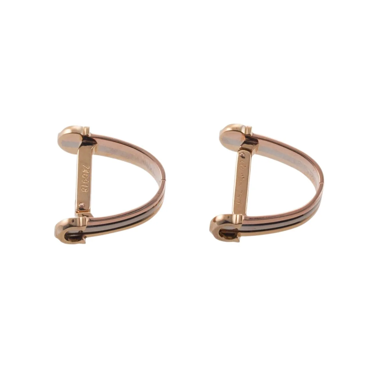 C de Cartier Tri Color Gold Stirrup Cufflinks