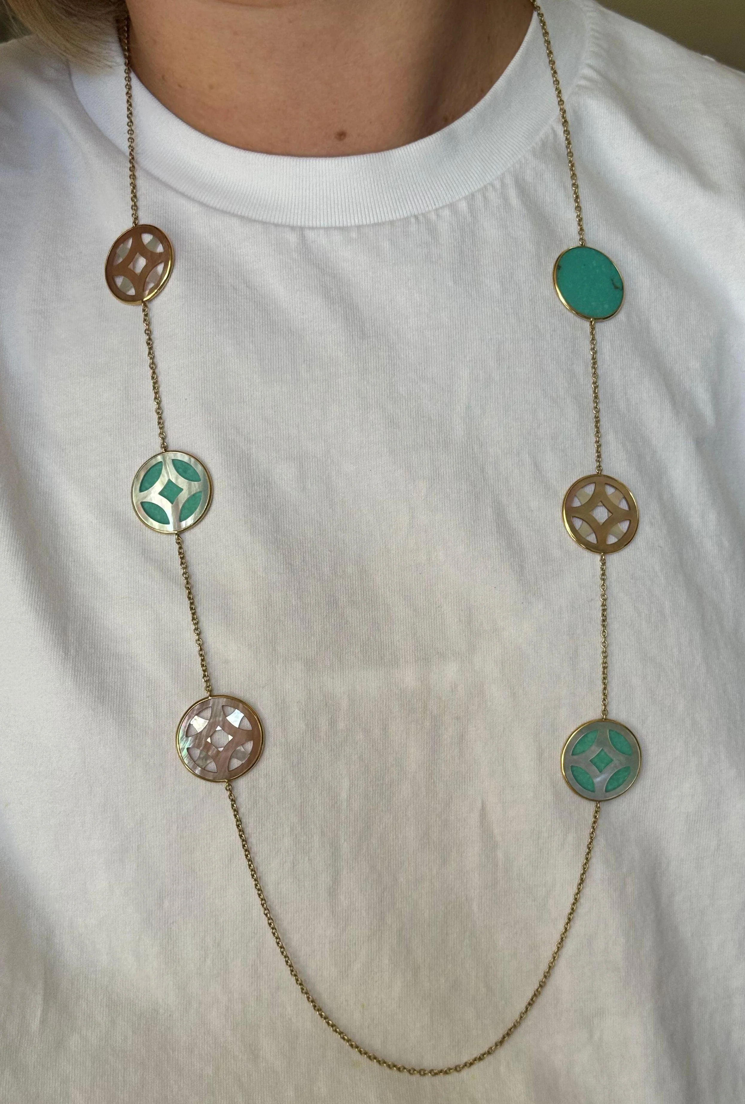 Ippolita Rock Candy Sabbia Gold MOP Turquoise Station Necklace