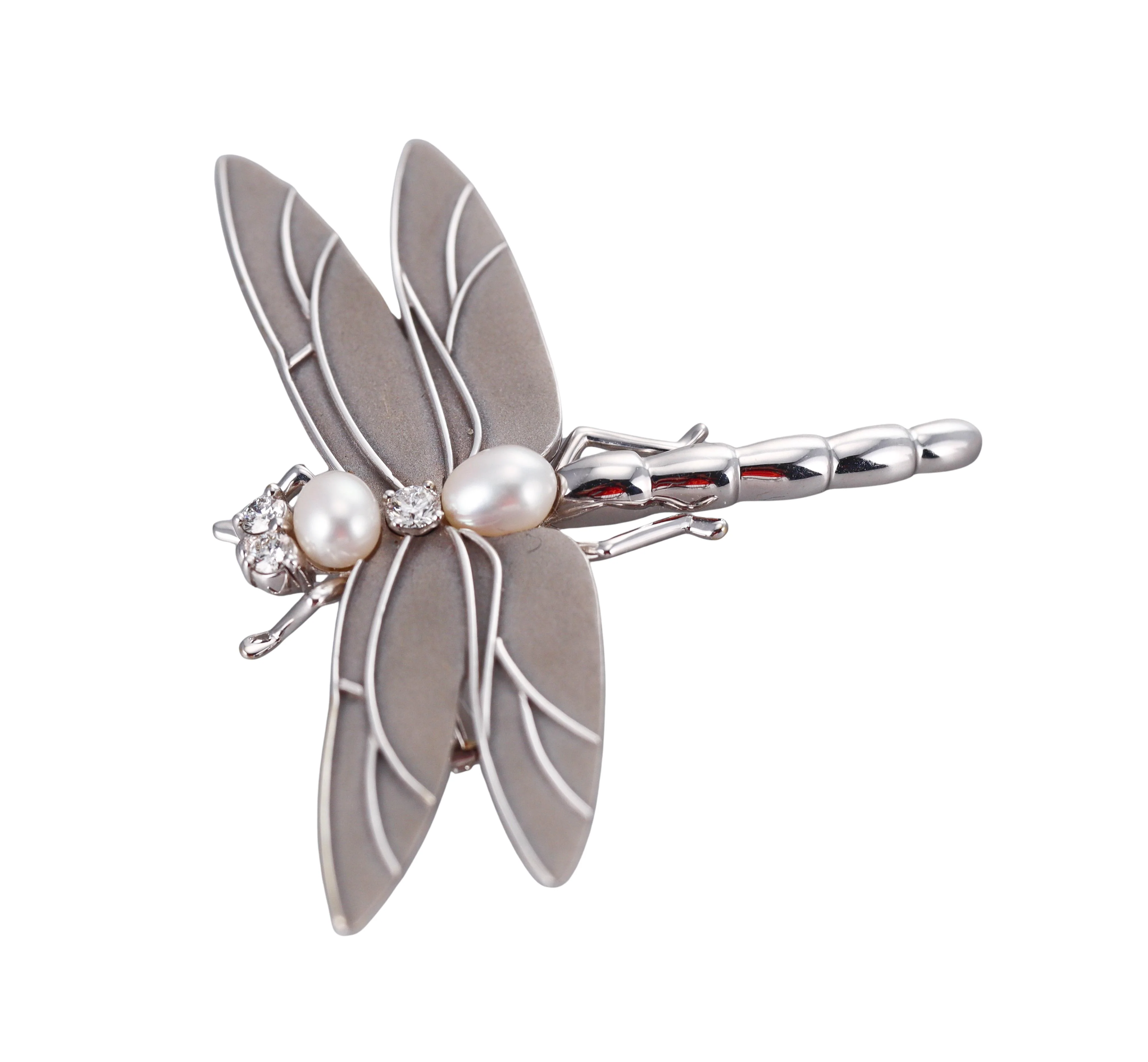 Tiffany Co Gold Diamond Pearl Dragonfly Brooch Pin