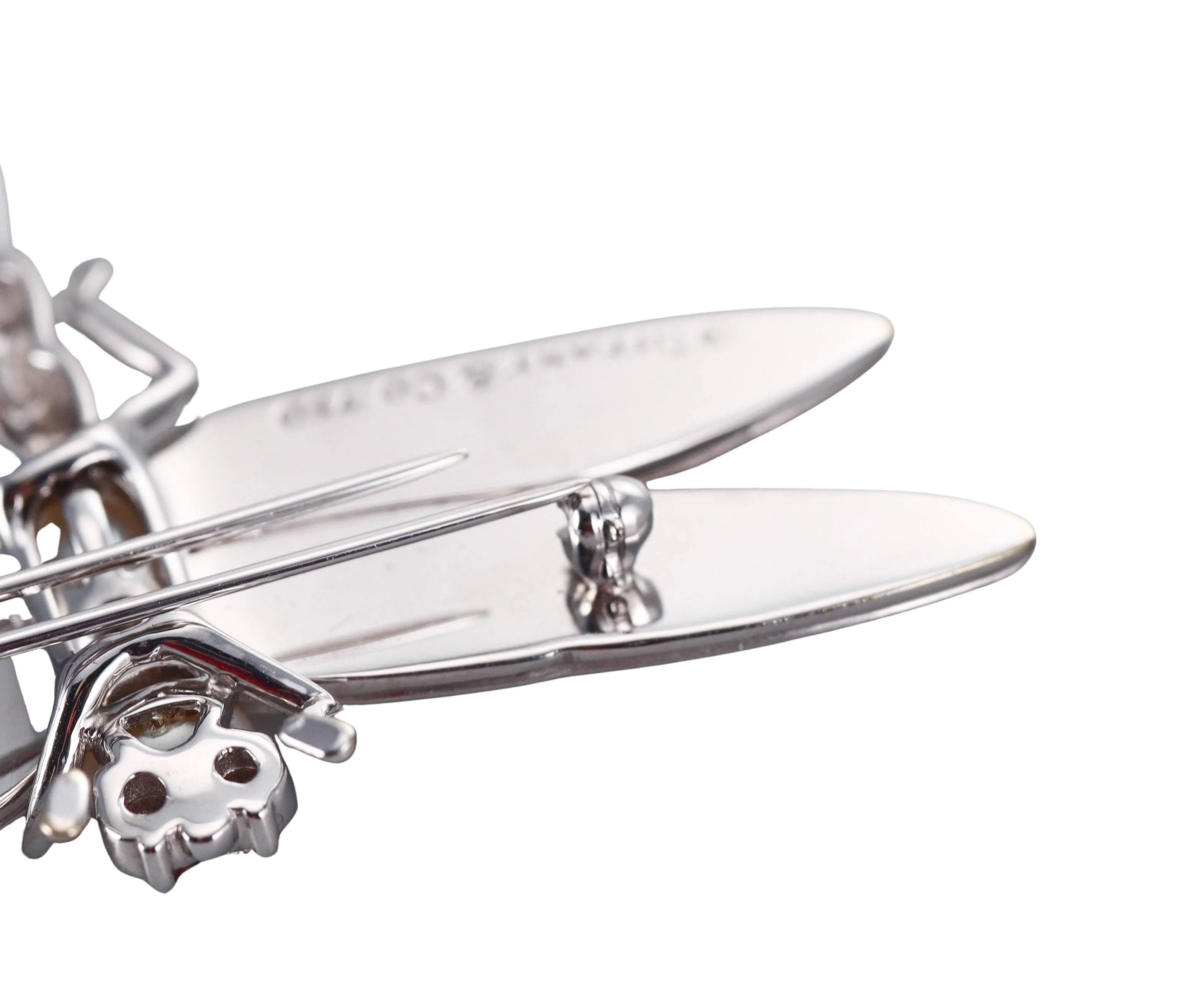 Tiffany Co Gold Diamond Pearl Dragonfly Brooch Pin