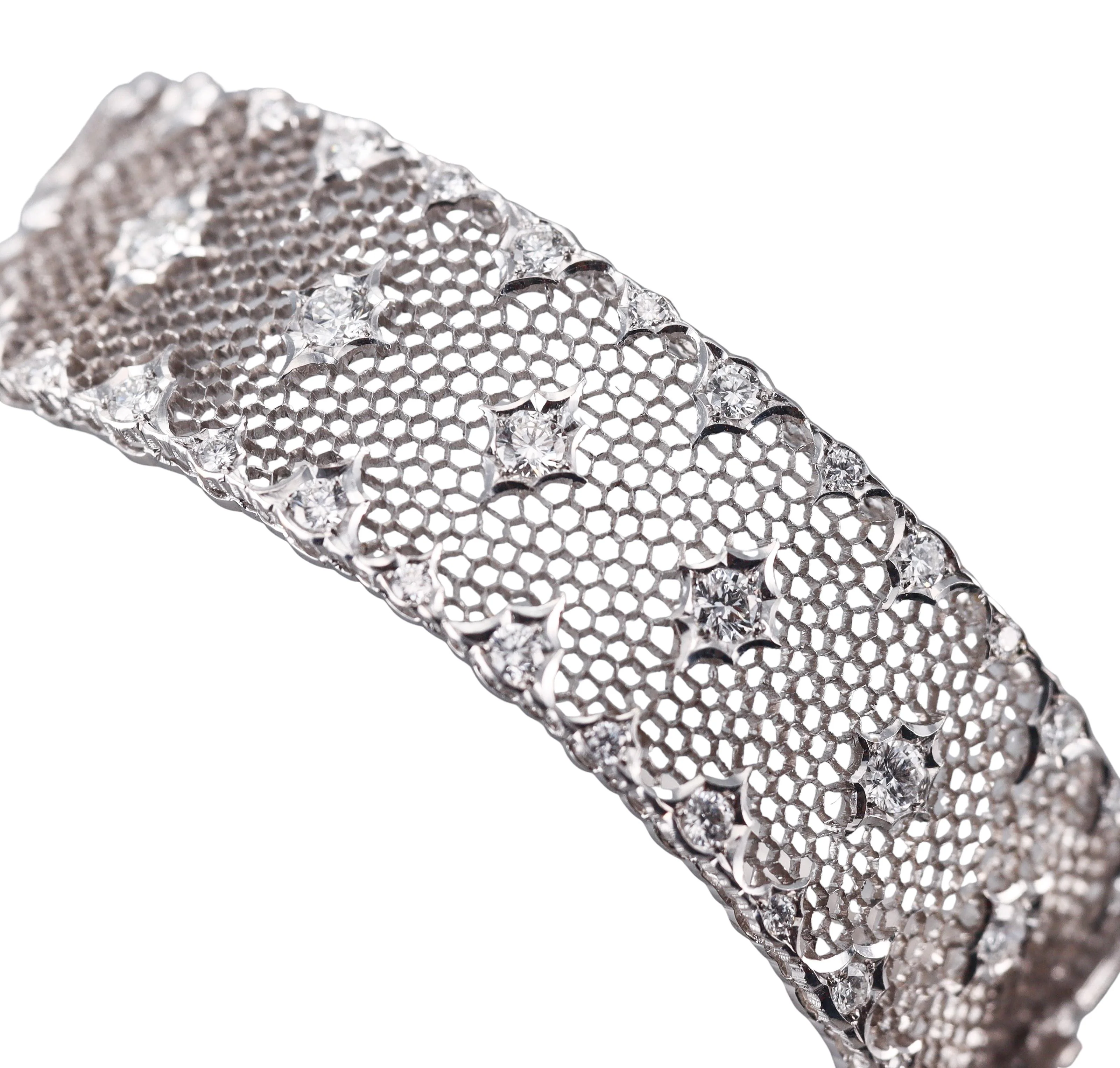 Buccellati Gold Tulle Broccato Diamond Bangle Bracelet