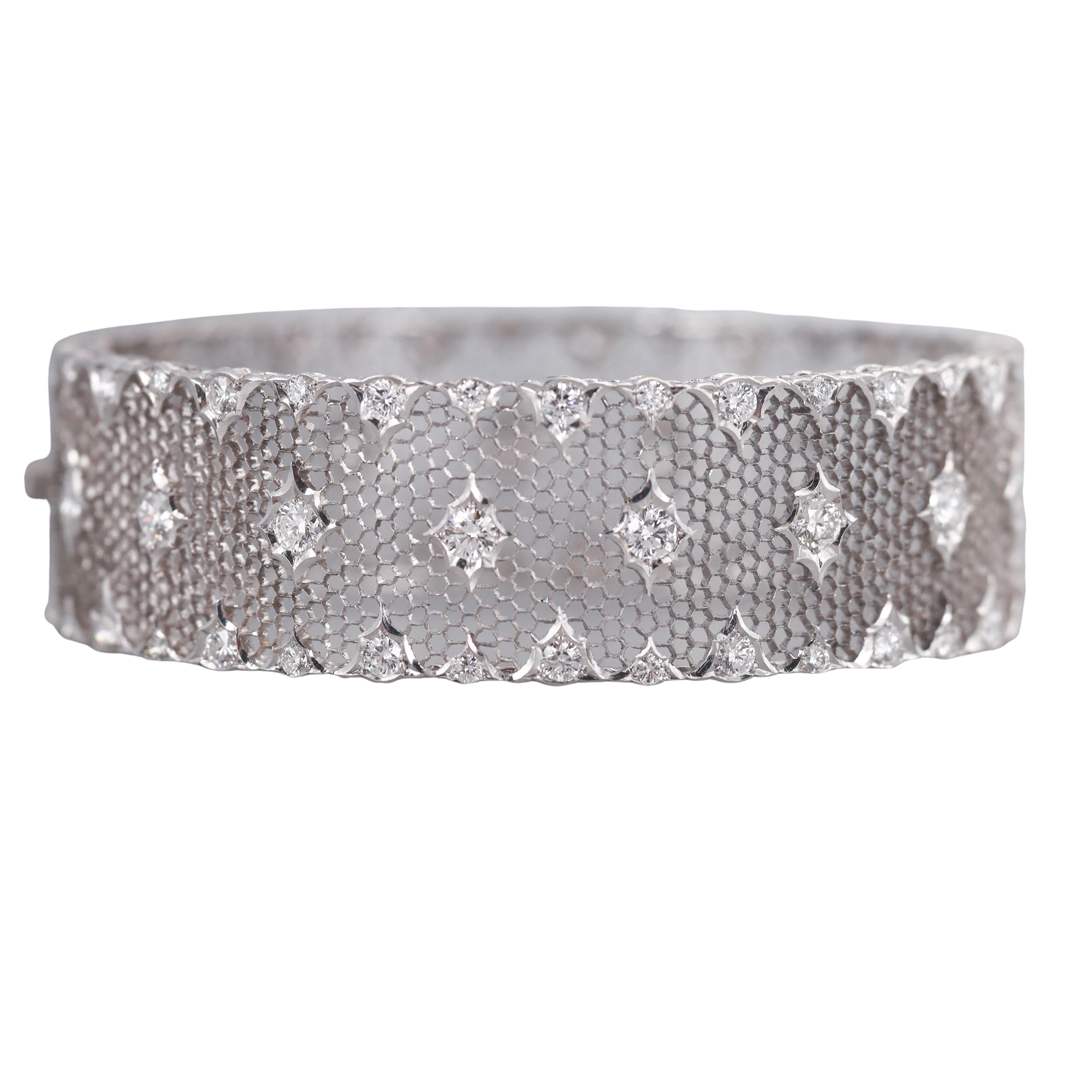 Buccellati Gold Tulle Broccato Diamond Bangle Bracelet