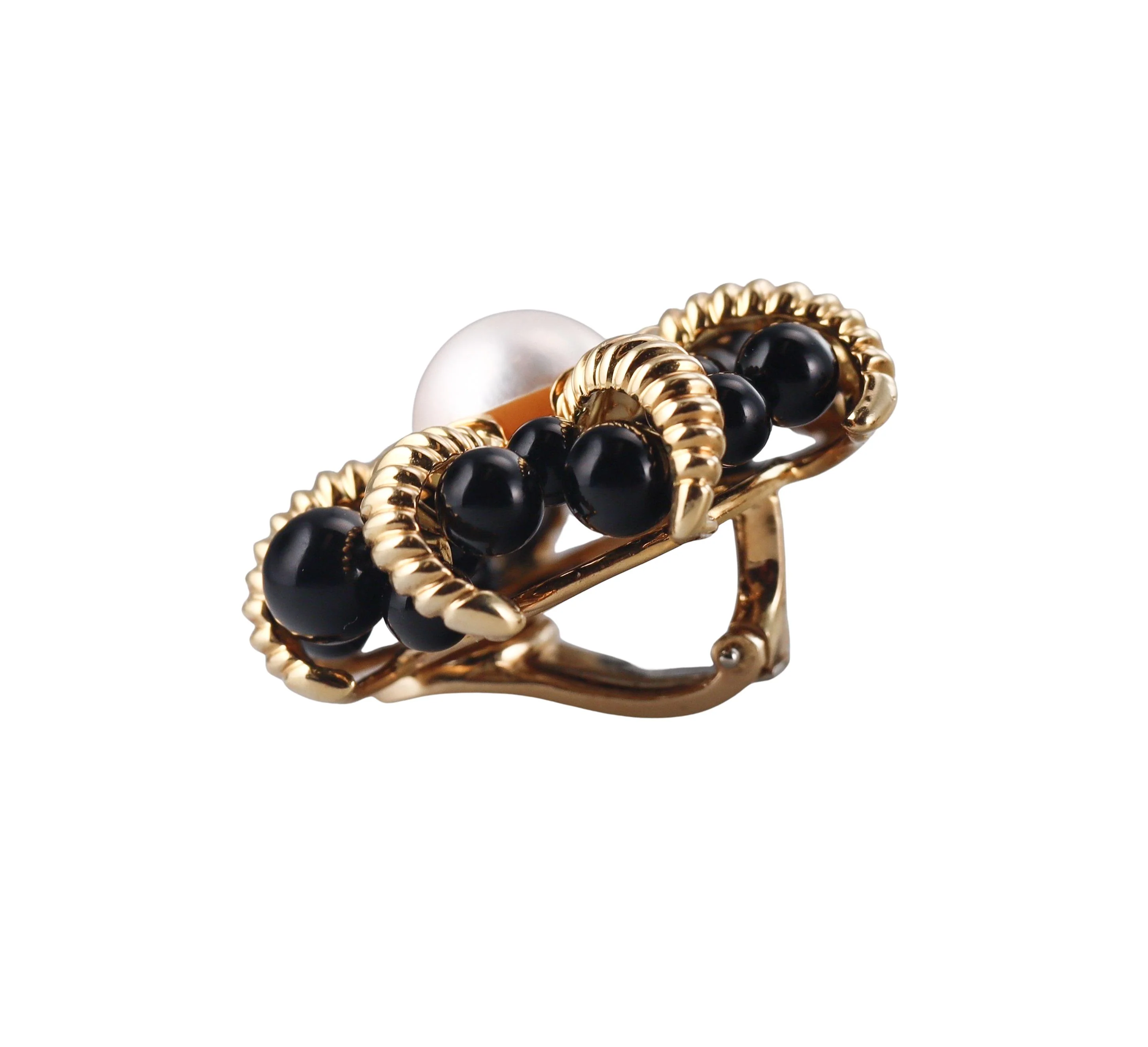 Tiffany Co Gold Onyx Pearl Earrings