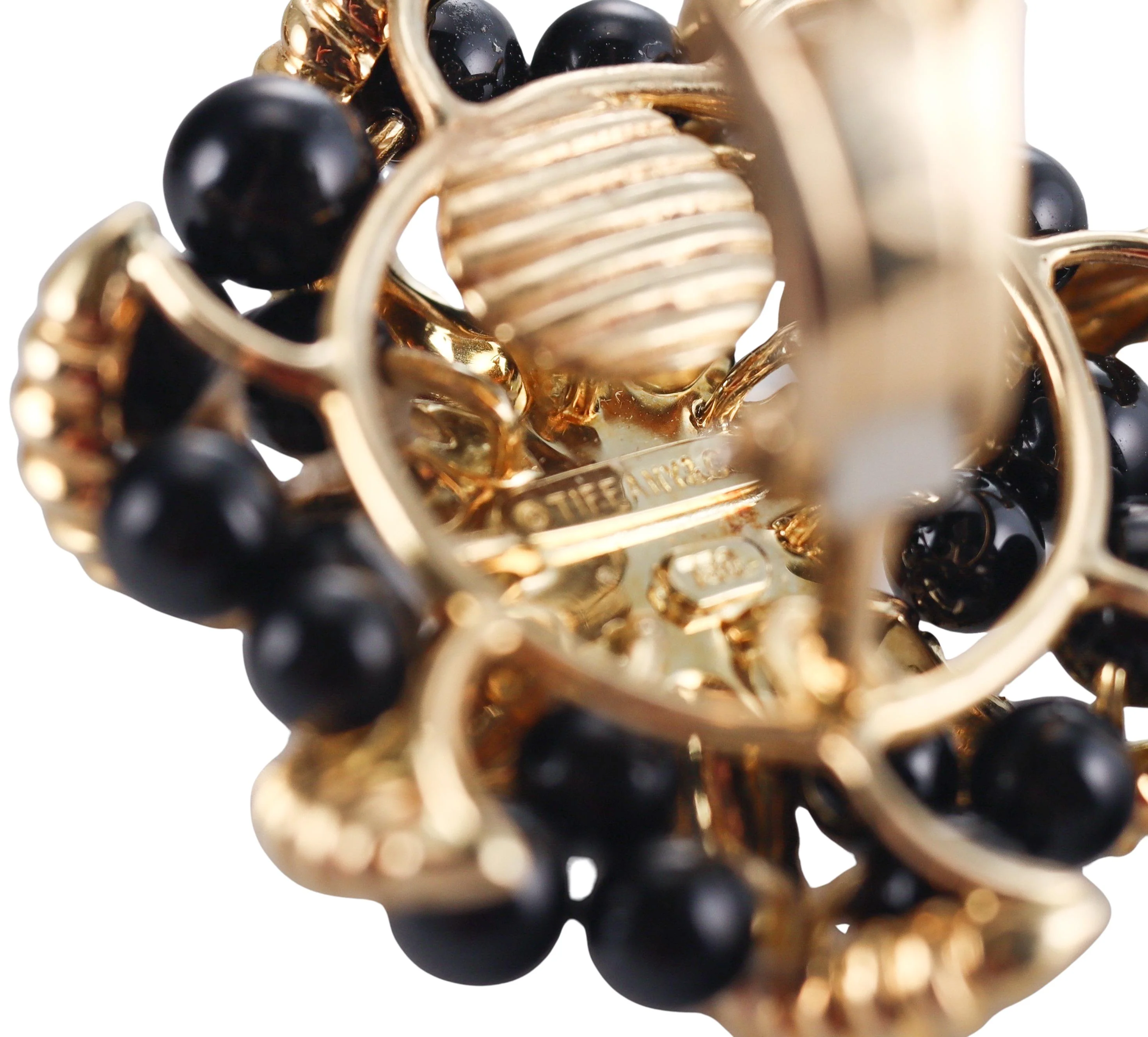 Tiffany Co Gold Onyx Pearl Earrings