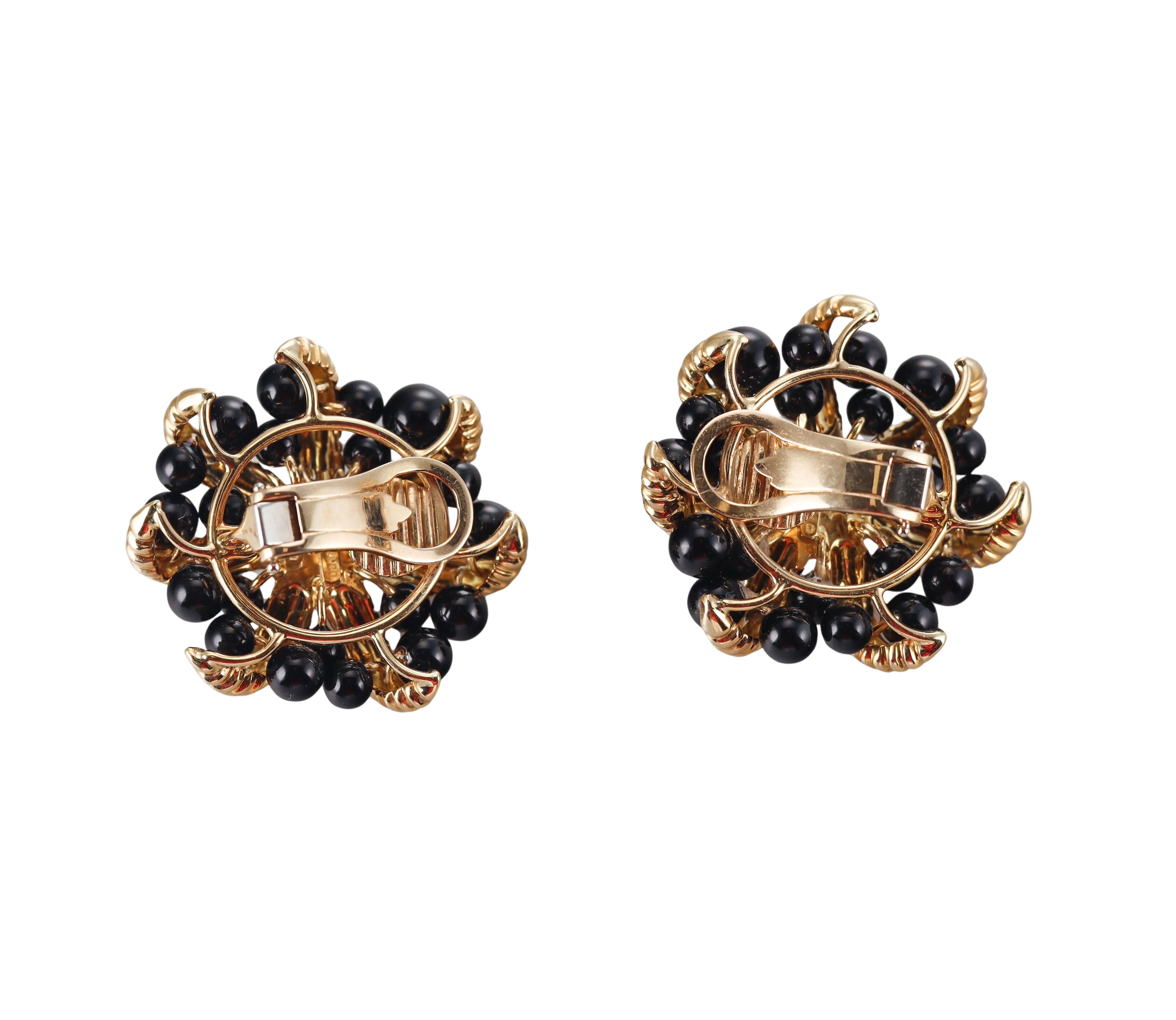 Tiffany  Co Gold Onyx Pearl Earrings