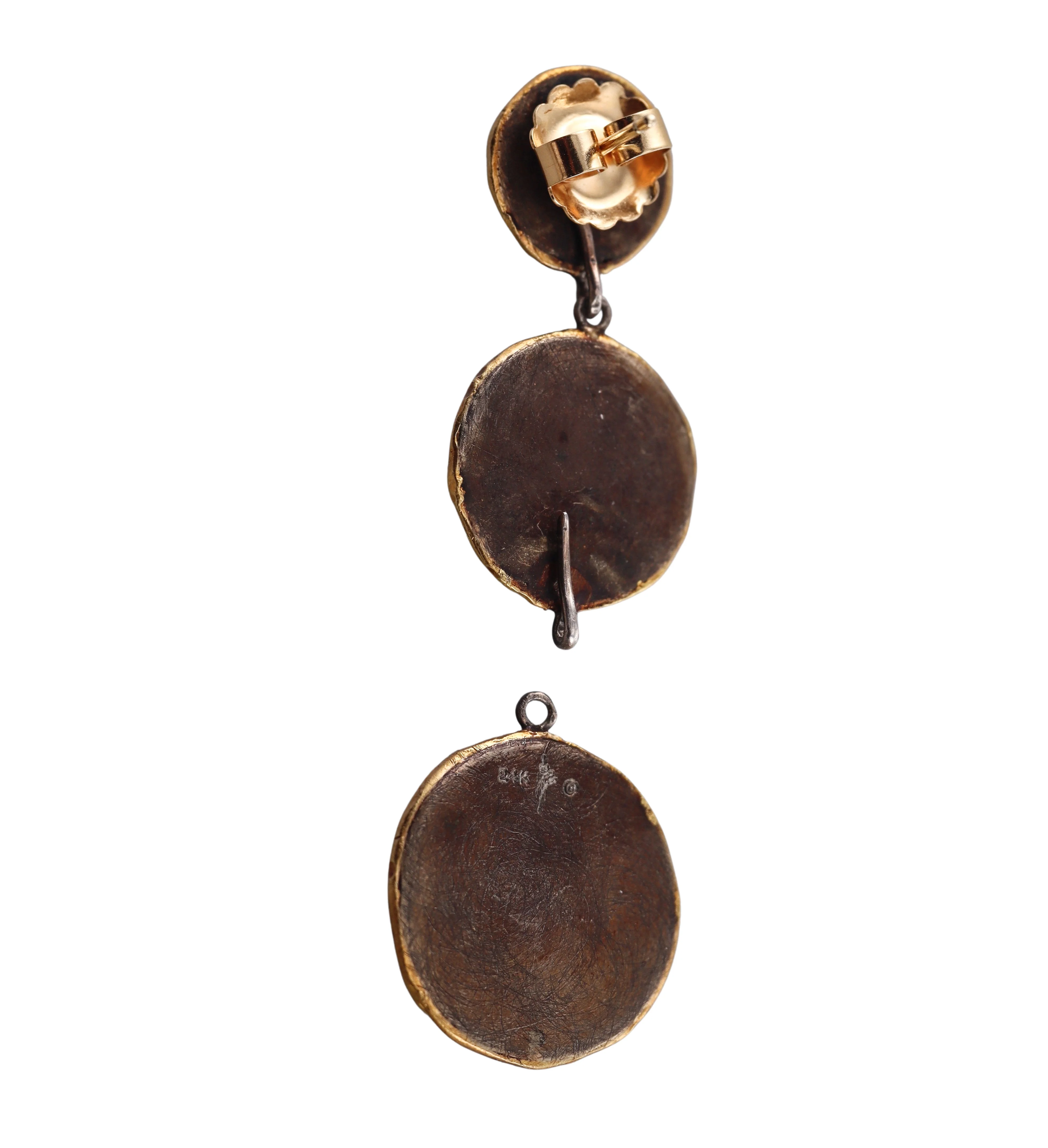 Victor Velyan Gold Silver Diamond Drop Earrings