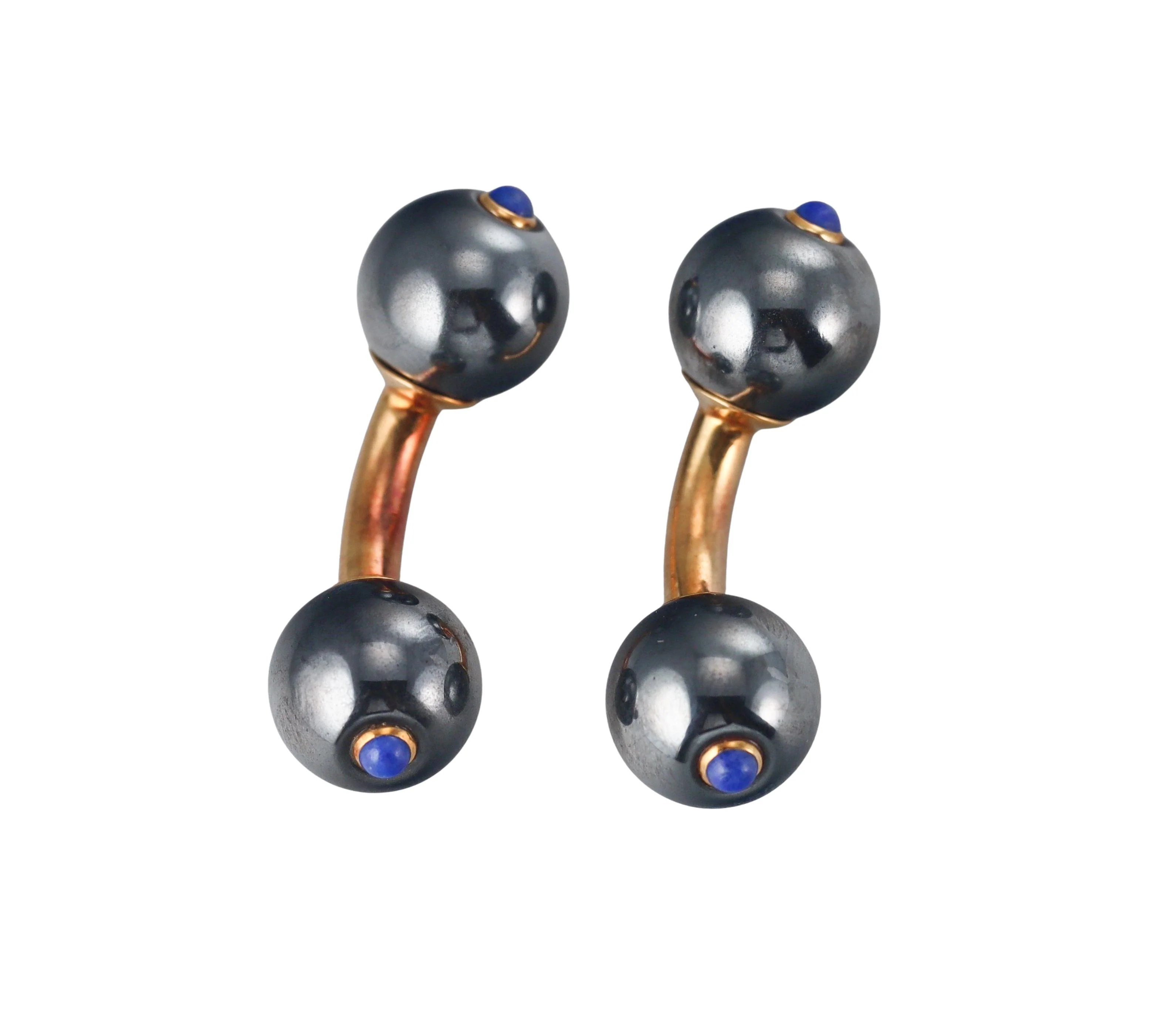 Trianon Gold Hematite Lapis Cufflinks