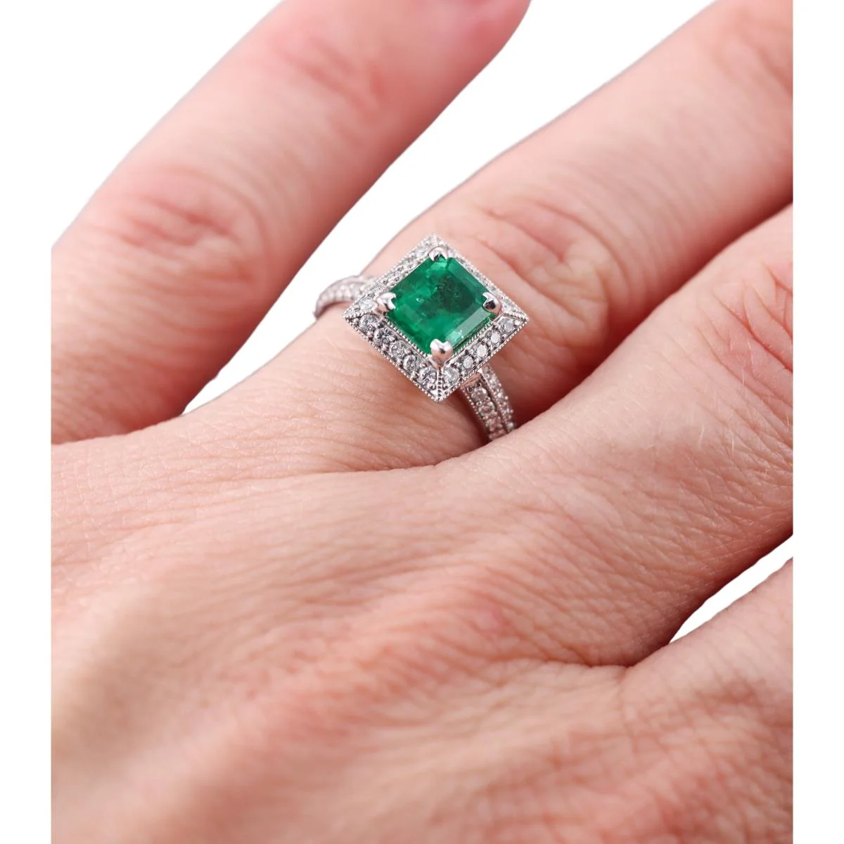 Yael 1.33ct Emerald Diamond Gold Ring