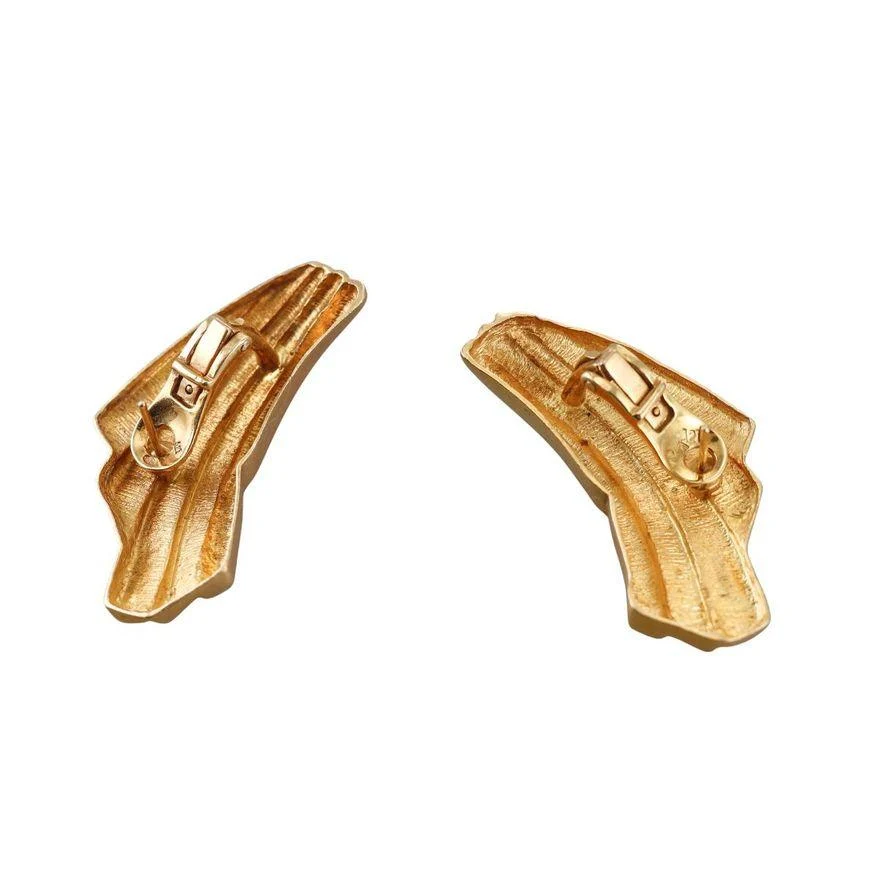 Lalaounis Greece Gold Fan Motif Earrings