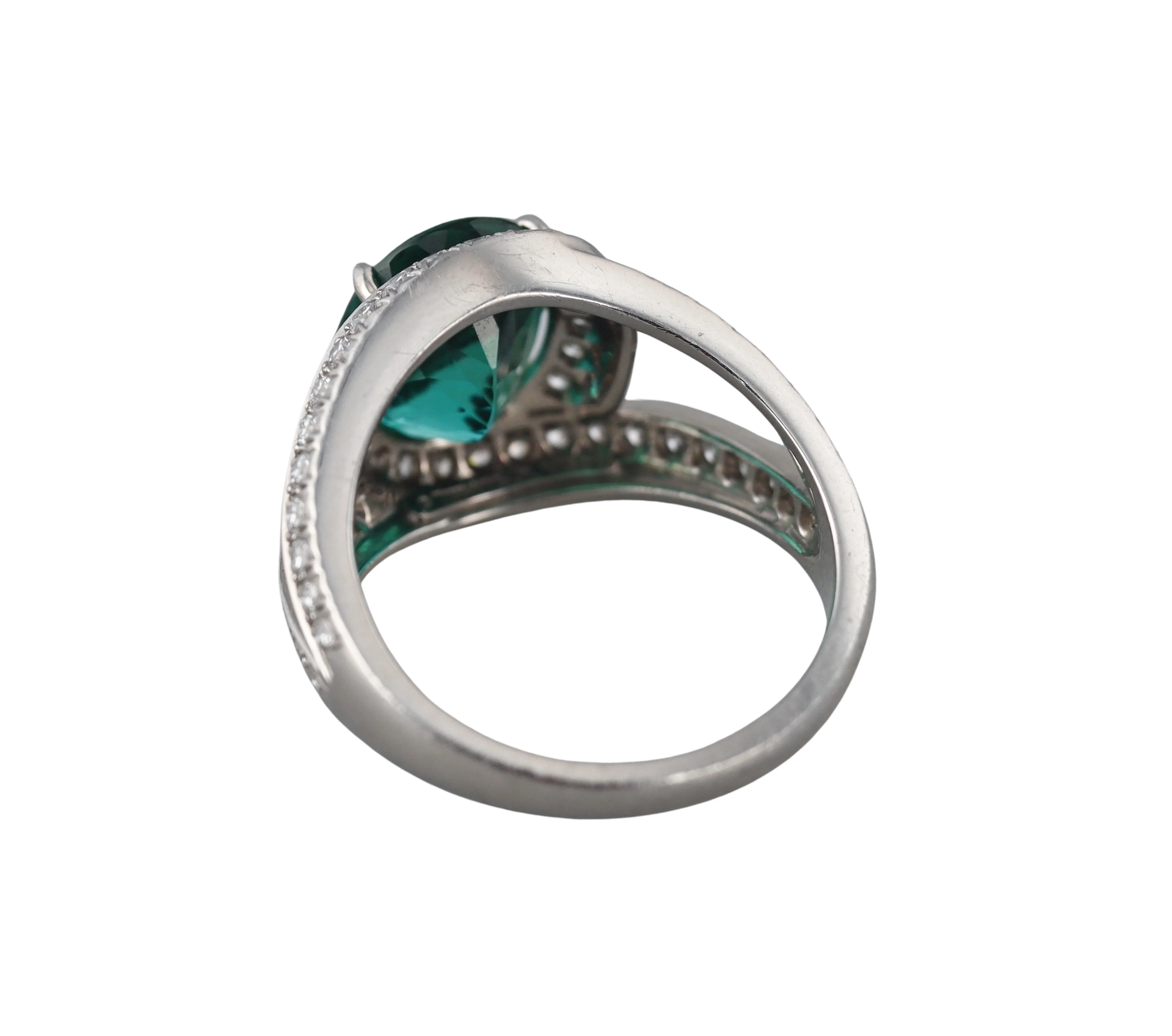 Tiffany Co Schlumberger Platinum 4.25ct Green Tourmaline Diamond Ring
