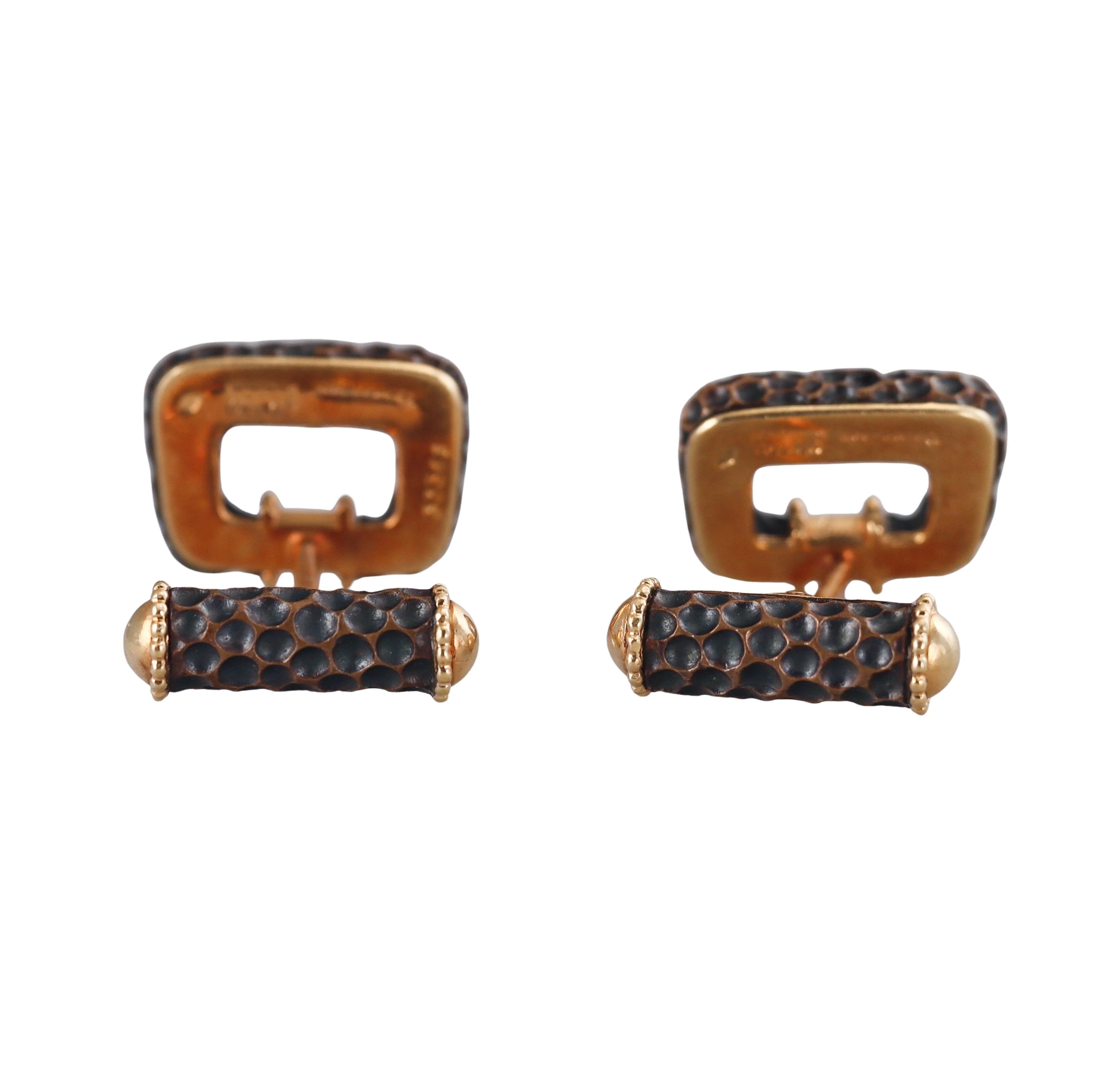 Boucheron Gold Bronze Textured Finish Cufflinks