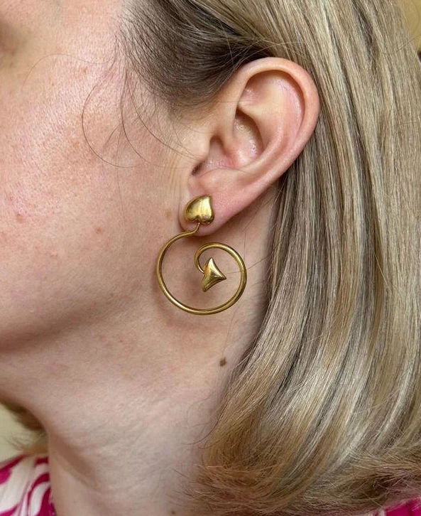 Christian Dior Gold Arrow Swirl Earrings