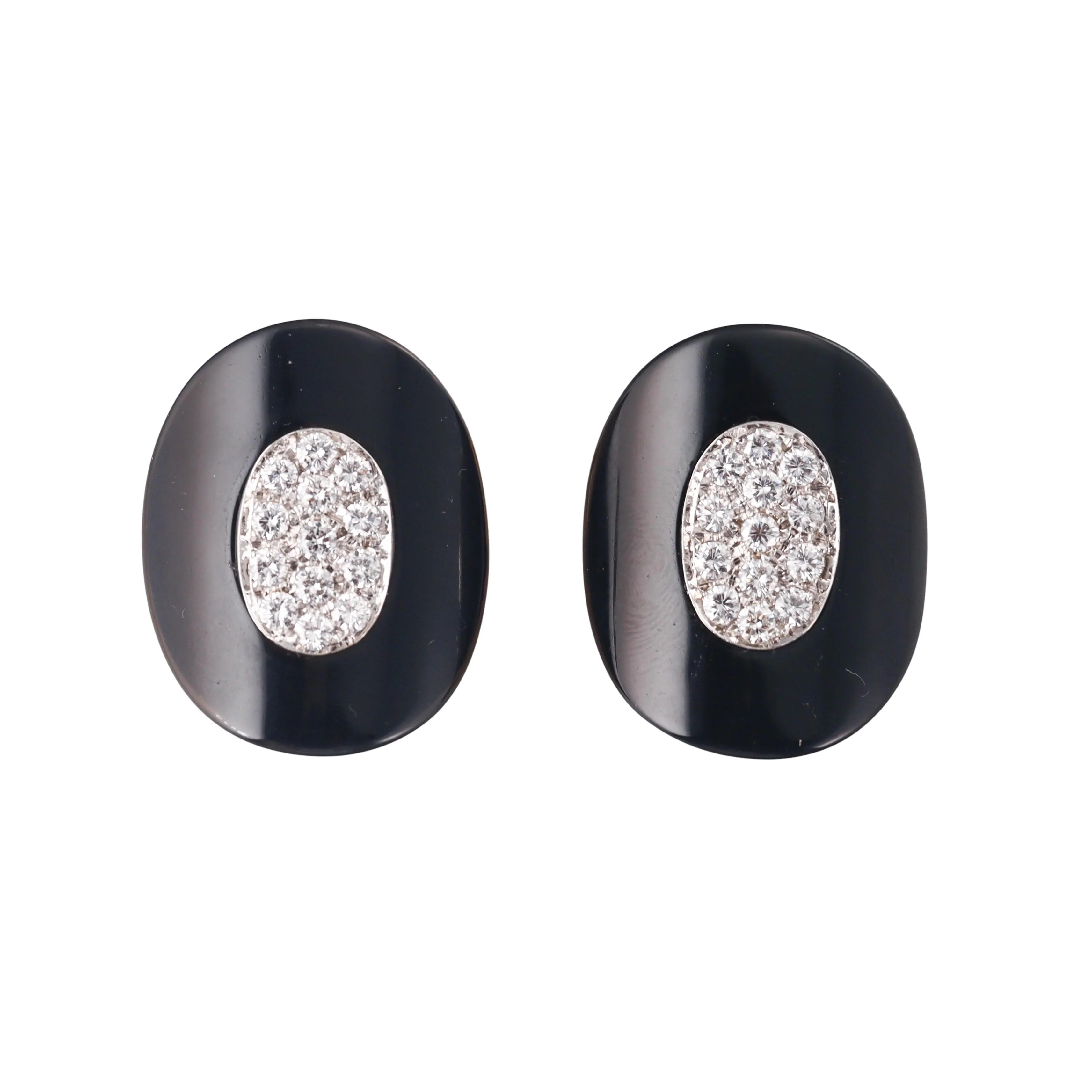 Van Cleef Arpels 1960s Diamond Onyx Gold Earrings