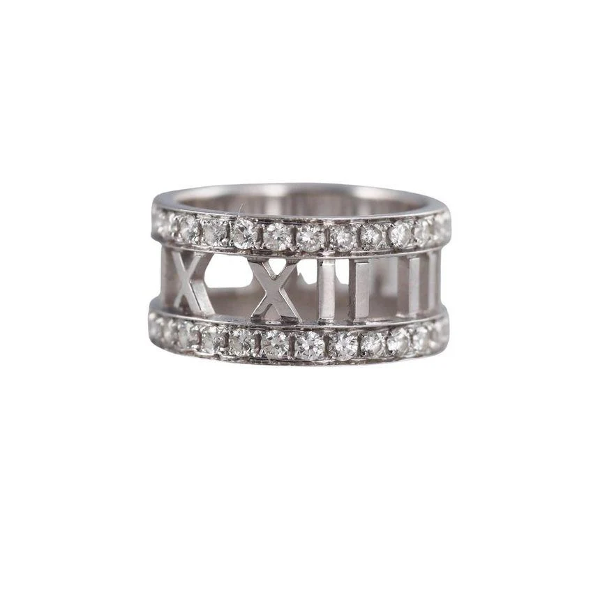 Tiffany Co Atlas 18k Gold Diamond Band Ring