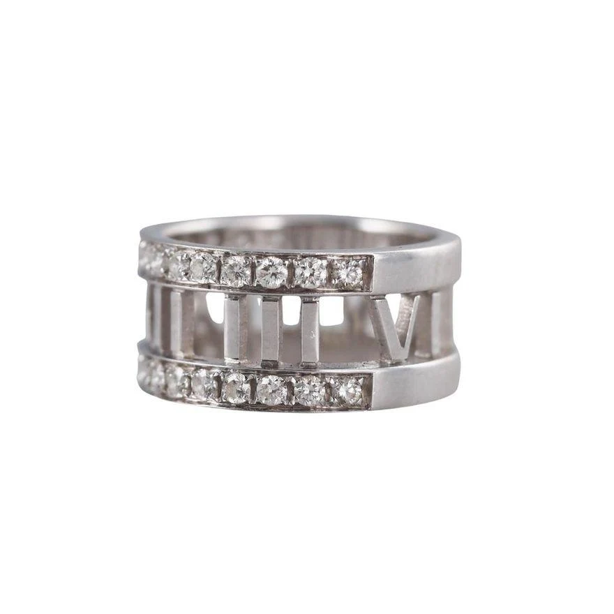 Tiffany  Co Atlas 18k Gold Diamond Band Ring