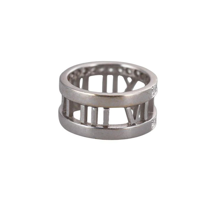 Tiffany  Co Atlas 18k Gold Diamond Band Ring