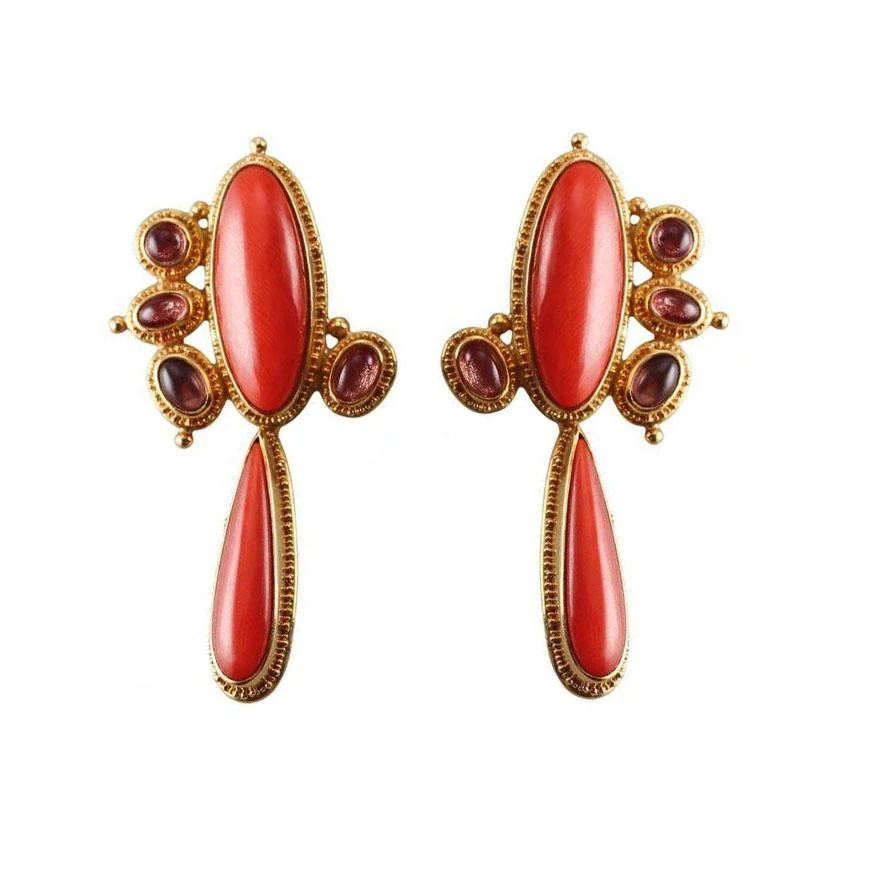 Luna Felix Gold Tourmaline Coral Night  Day Earrings