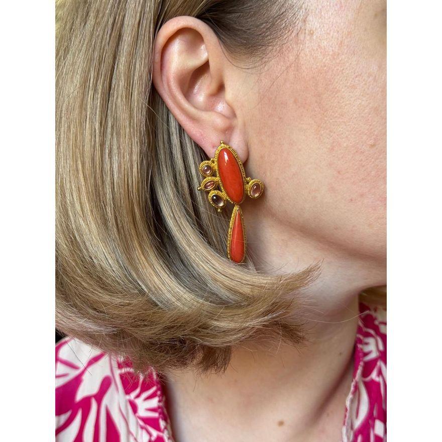 Luna Felix Gold Tourmaline Coral Night Day Earrings