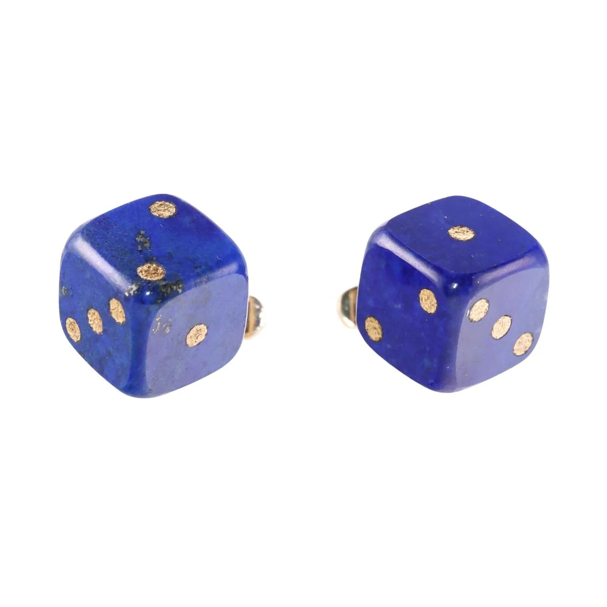 1970s Gold Lapis Dice Cufflinks