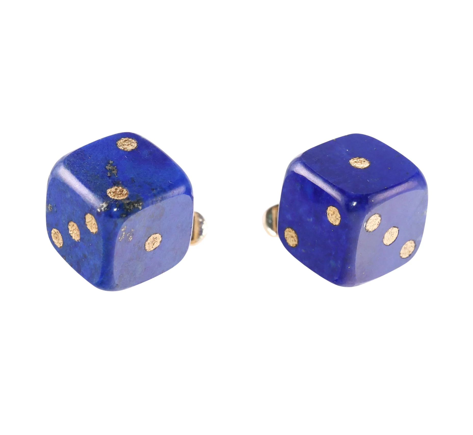 1970s Gold Lapis Dice Cufflinks