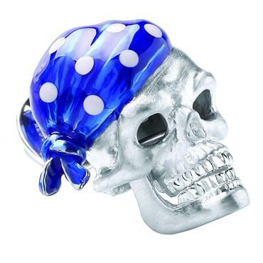 Deakin Francis Sterling Silver Sapphire Blue Bandana Skull Lapel Pin