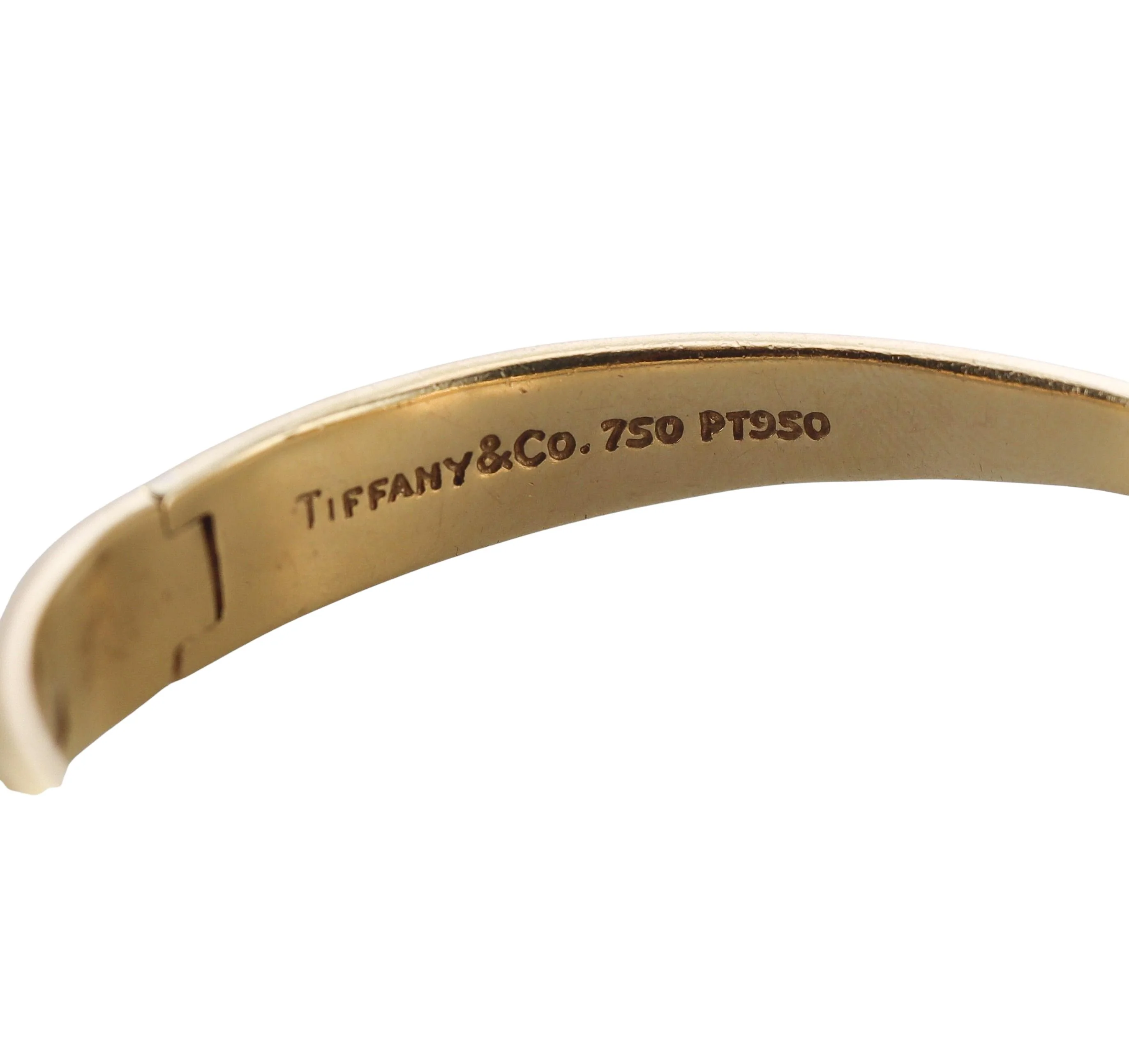 Tiffany  Co Etoile Diamond Gold Platinum Crossover Bangle Bracelet