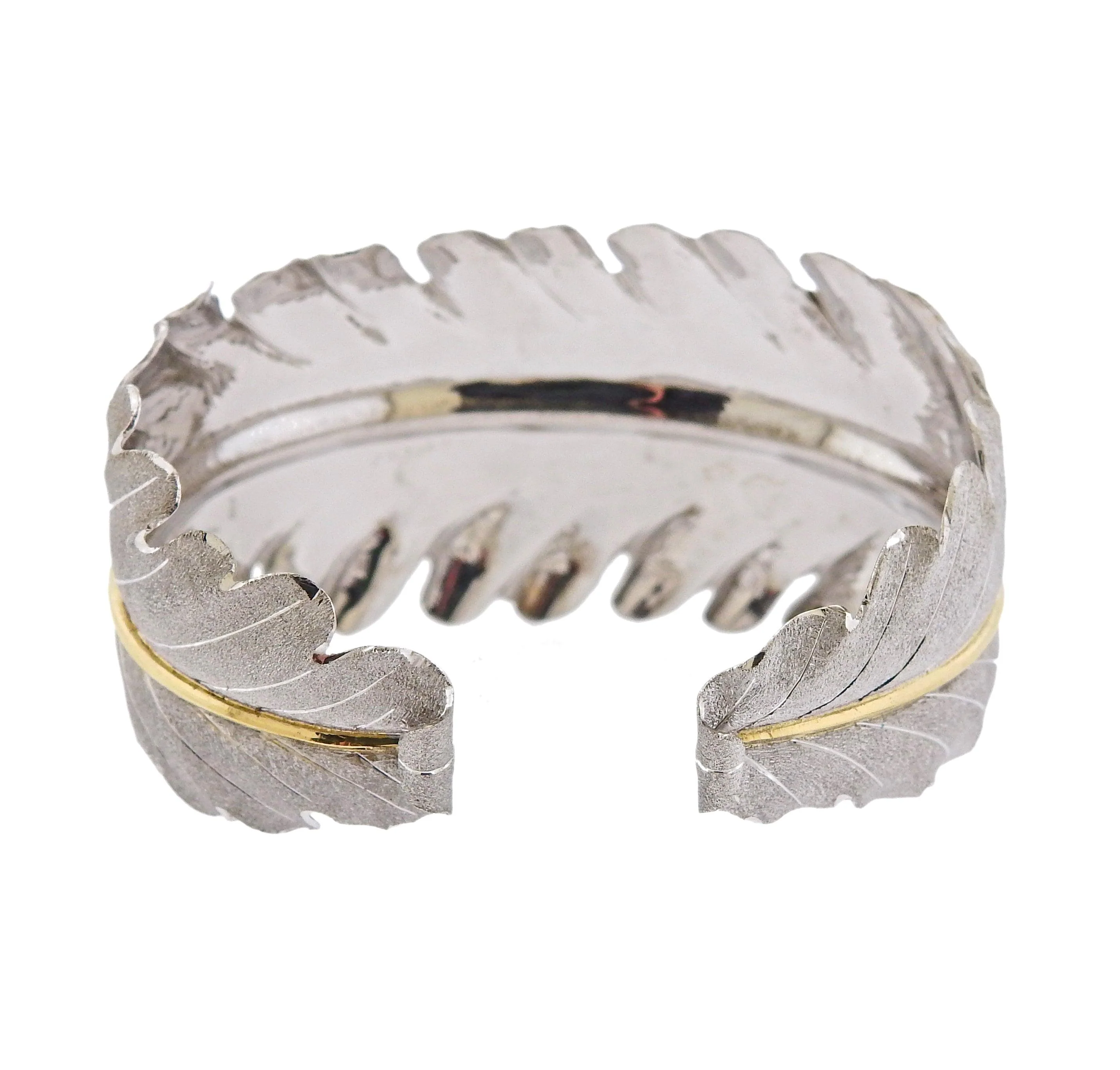 Buccellati Leaf Gold Silver Cuff Bracelet