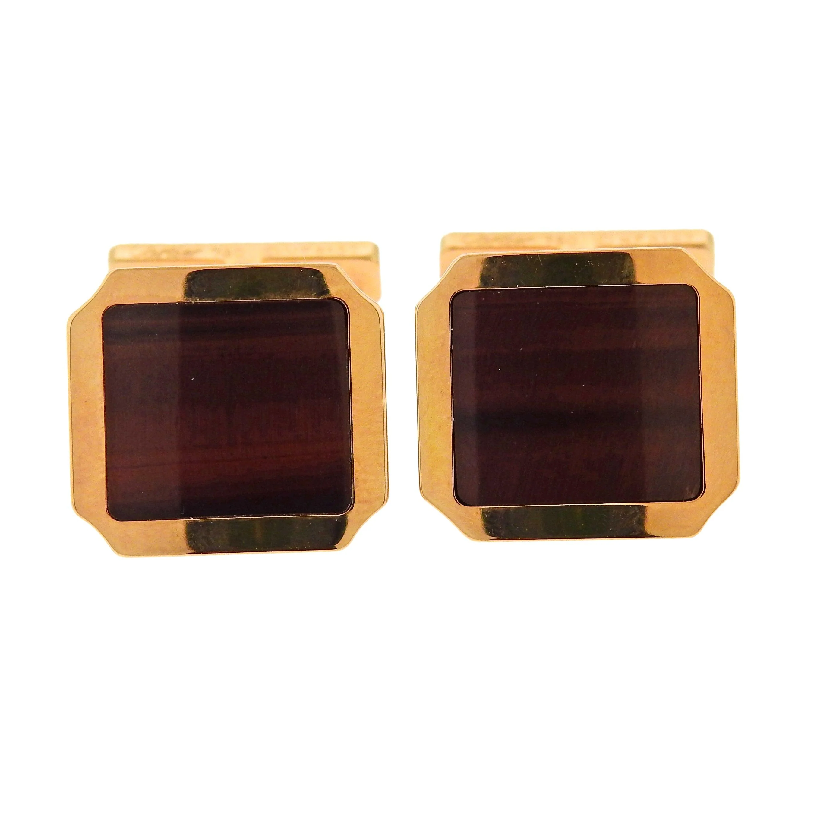 Cartier Santos Tigers Eye Rose Gold Cufflinks