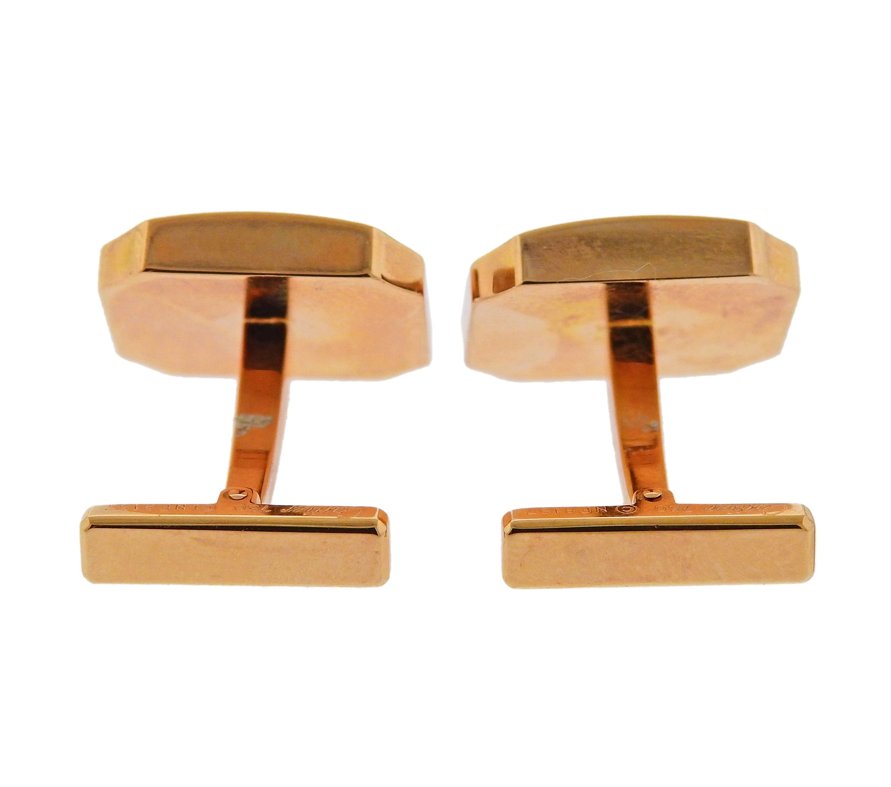 Cartier Santos Tigers Eye Rose Gold Cufflinks
