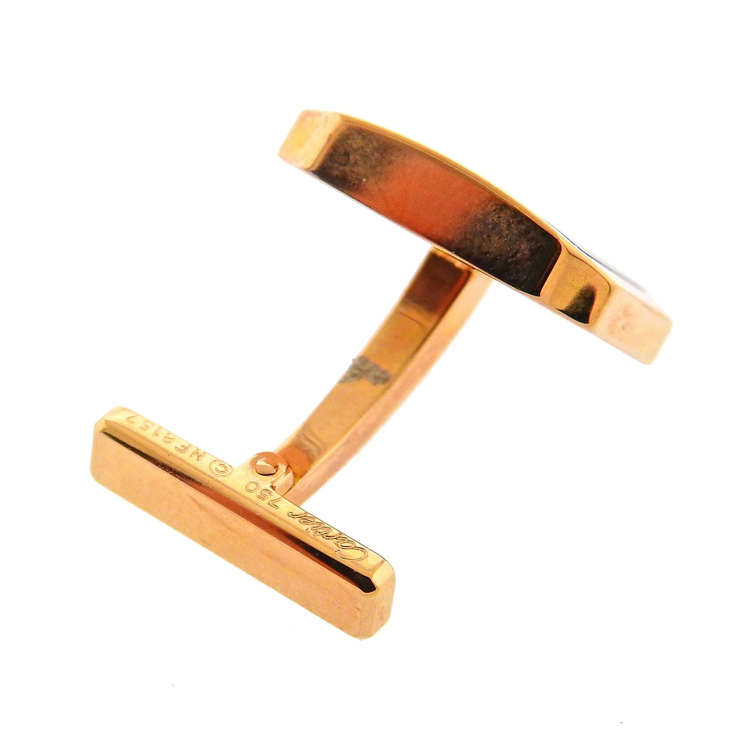 Cartier Santos Tigers Eye Rose Gold Cufflinks