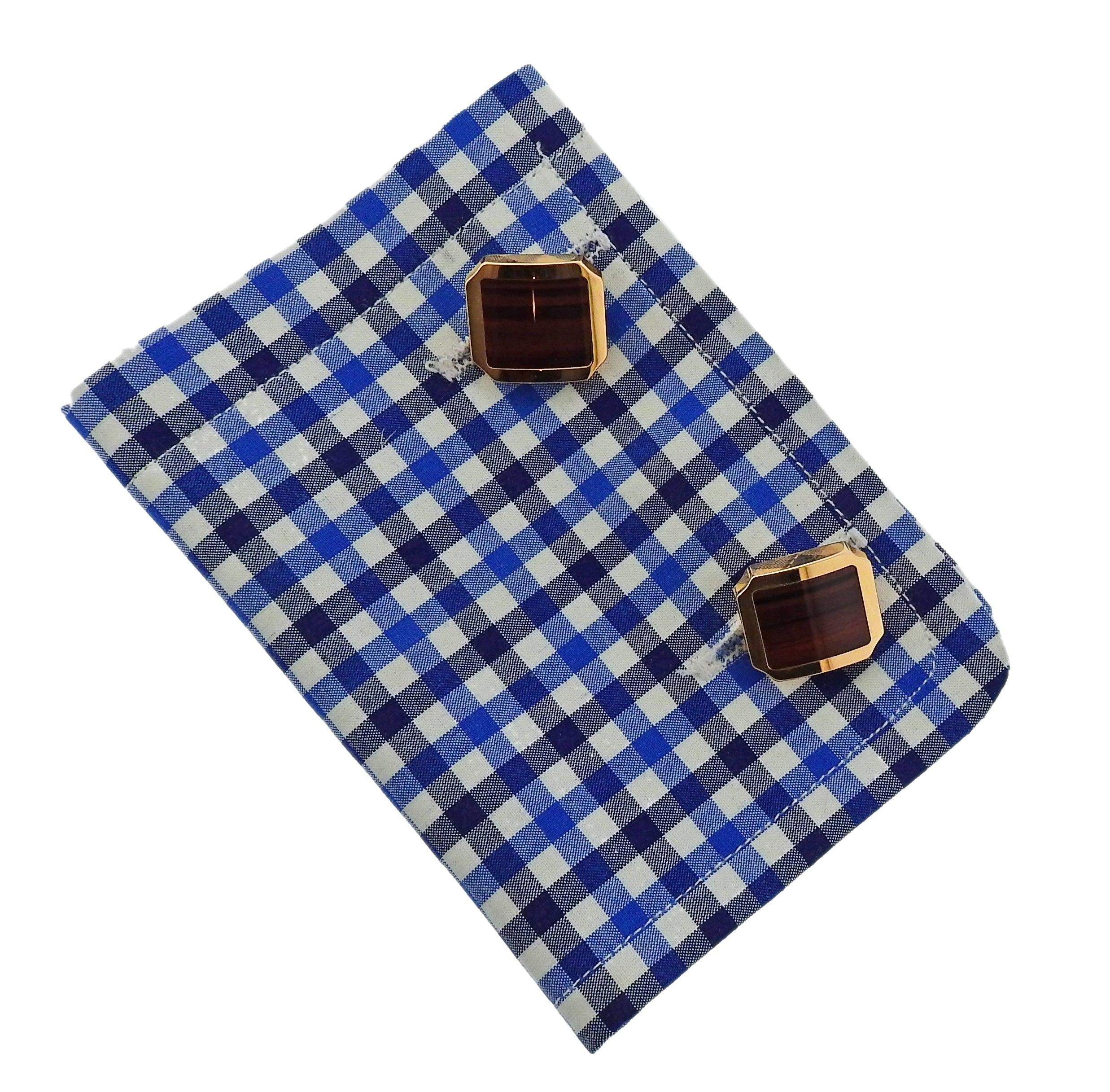Cartier Santos Tigers Eye Rose Gold Cufflinks