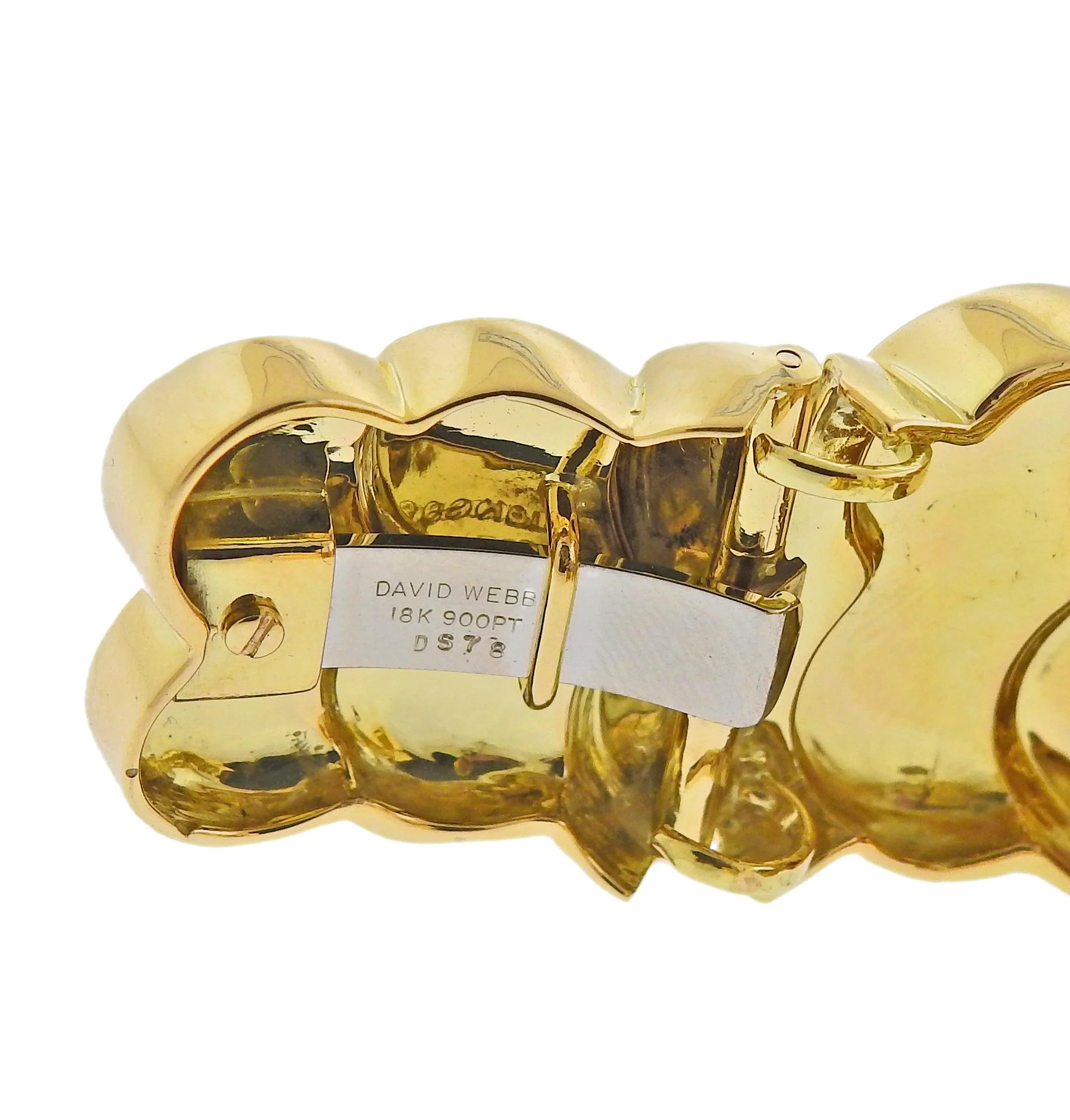 David Webb Diamond Enamel Gold Platinum Swirl Cuff Bracelet