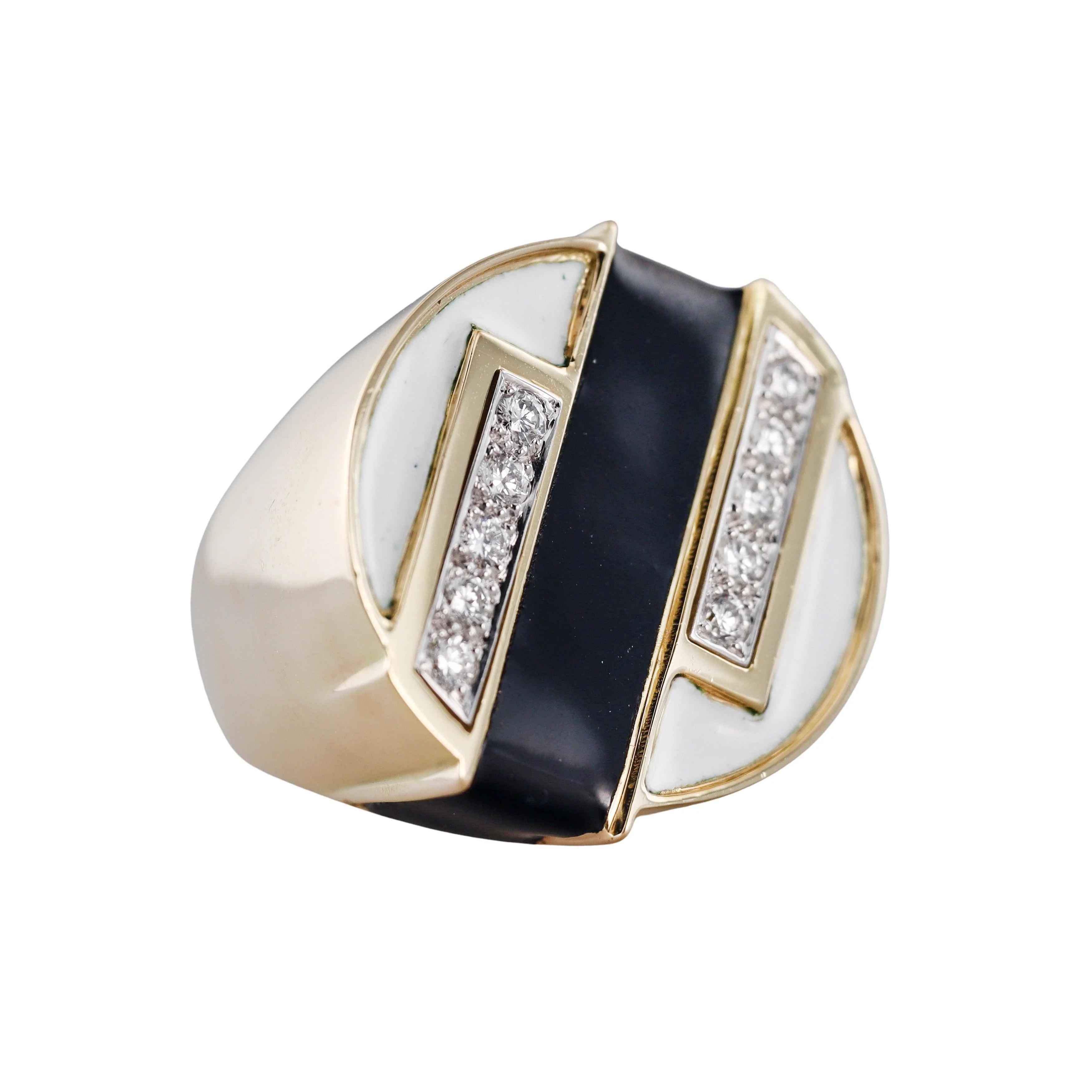 David Webb Enamel Diamond Gold Platinum Ring