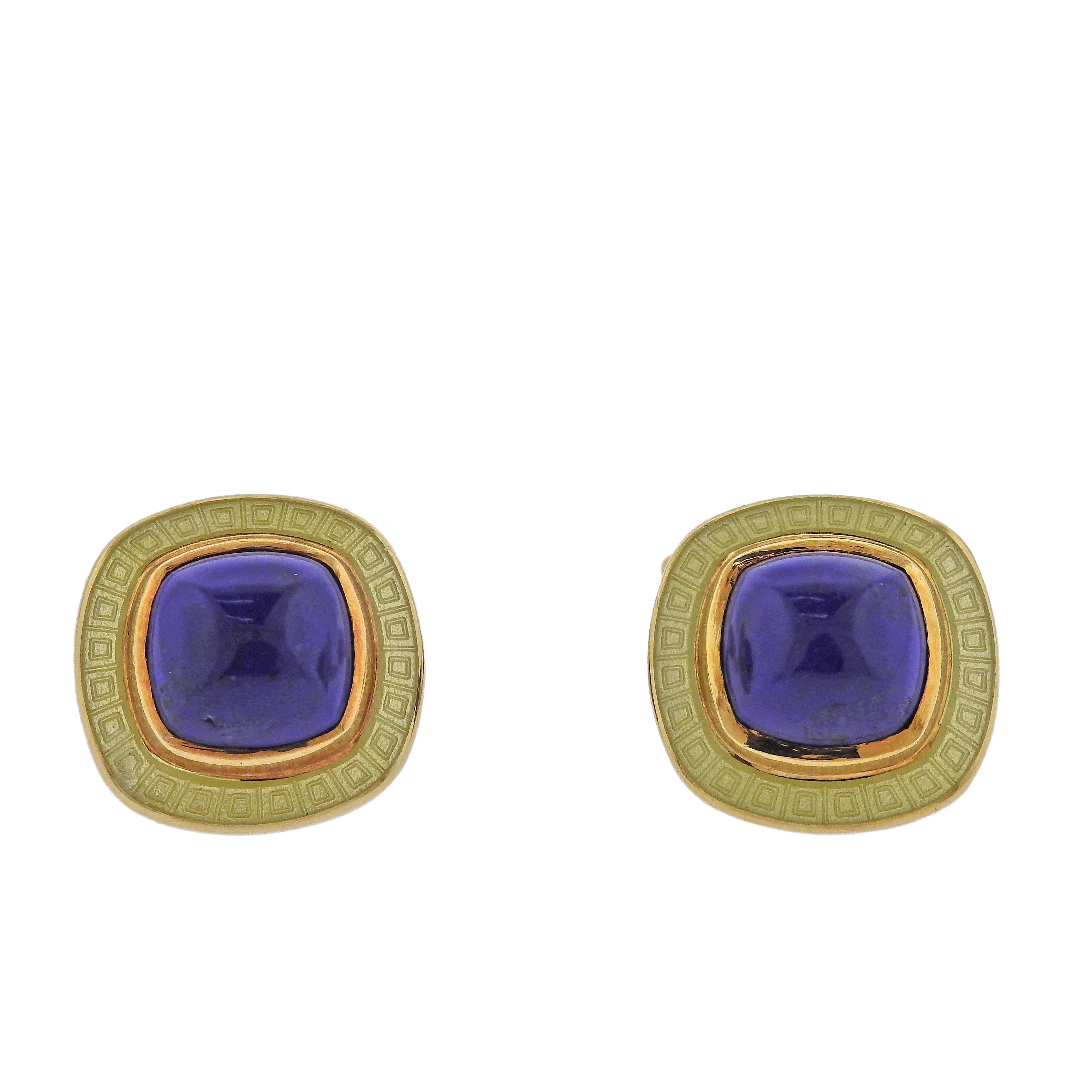 Deakin Francis Enamel Lapis Gold Cufflinks