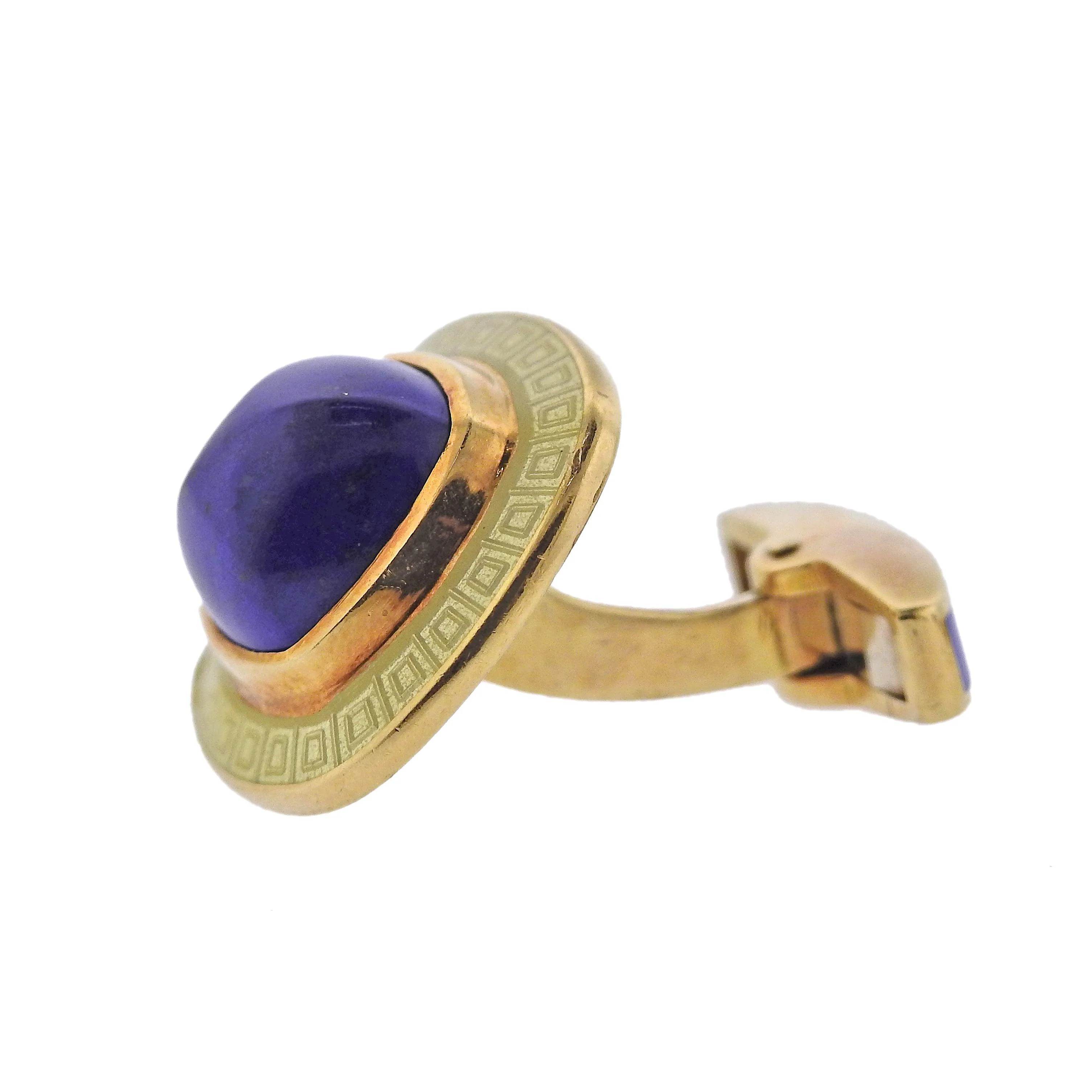Deakin Francis Enamel Lapis Gold Cufflinks