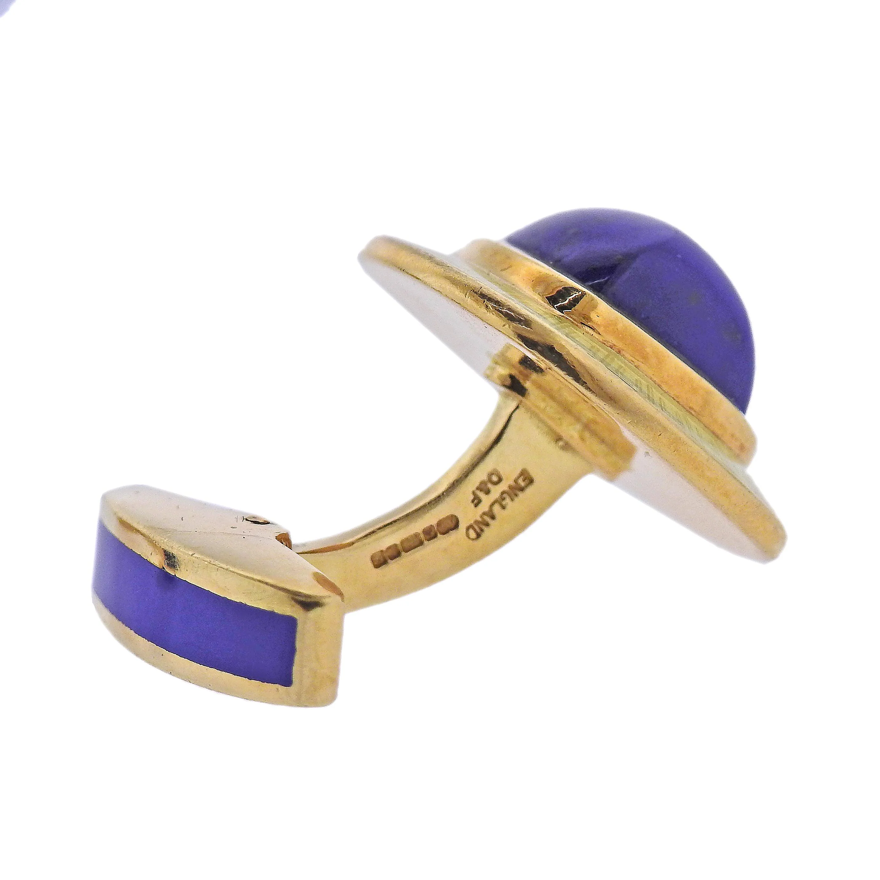 Deakin  Francis Enamel Lapis Gold Cufflinks