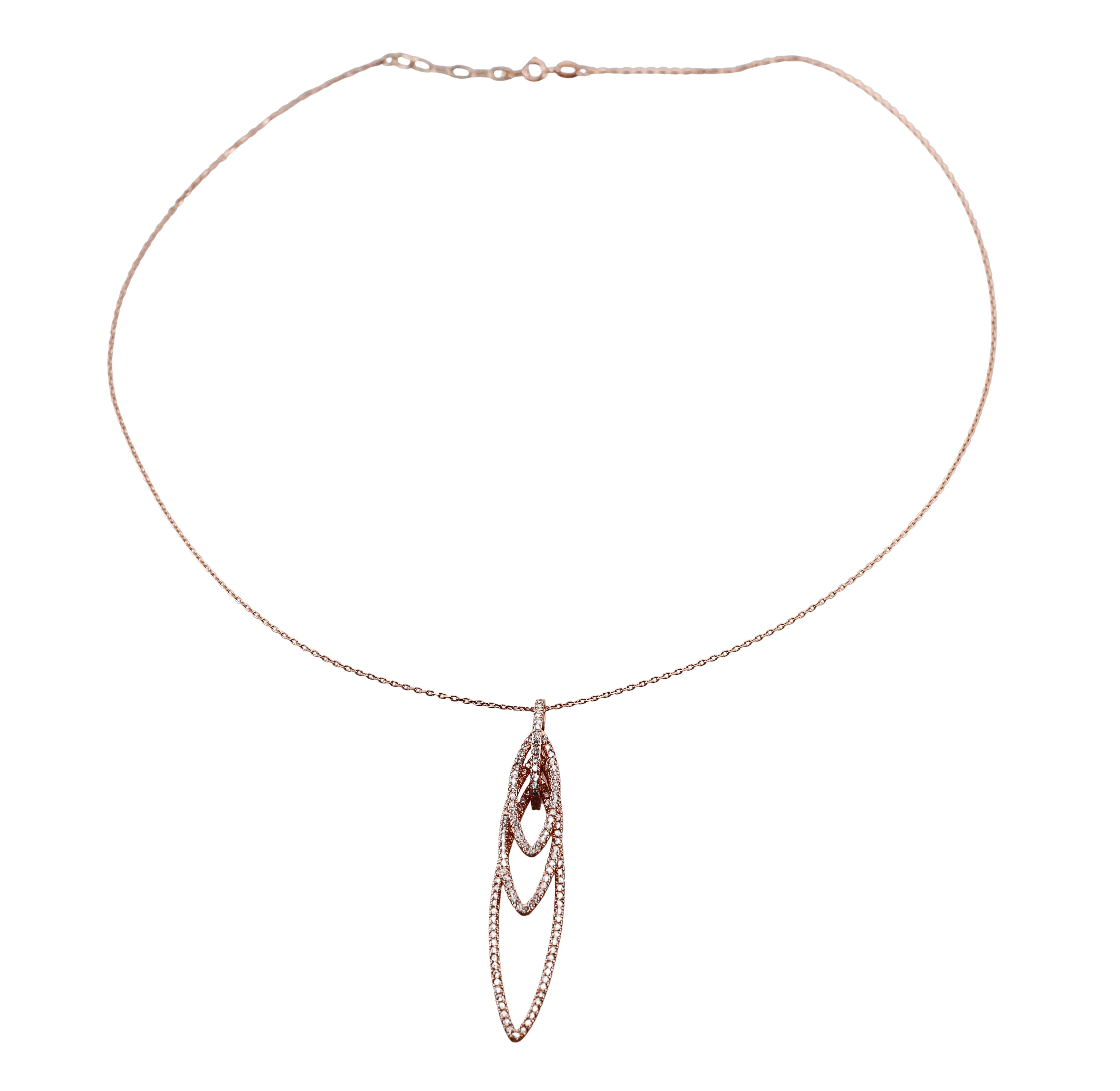 Modern Diamond Gold Pendant Necklace