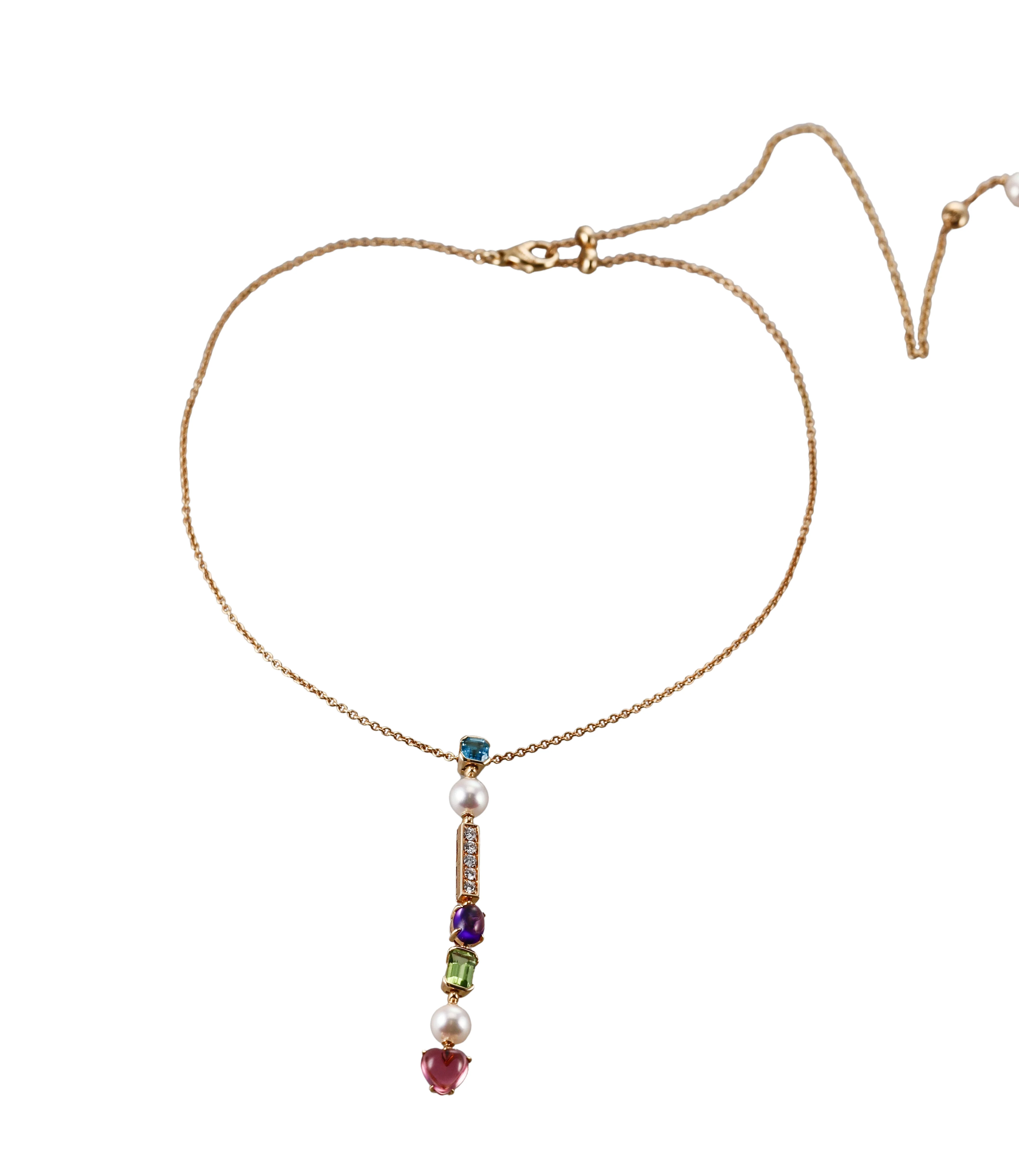 Bulgari Allegra Diamond Gemstone Pearl Pendant Necklace