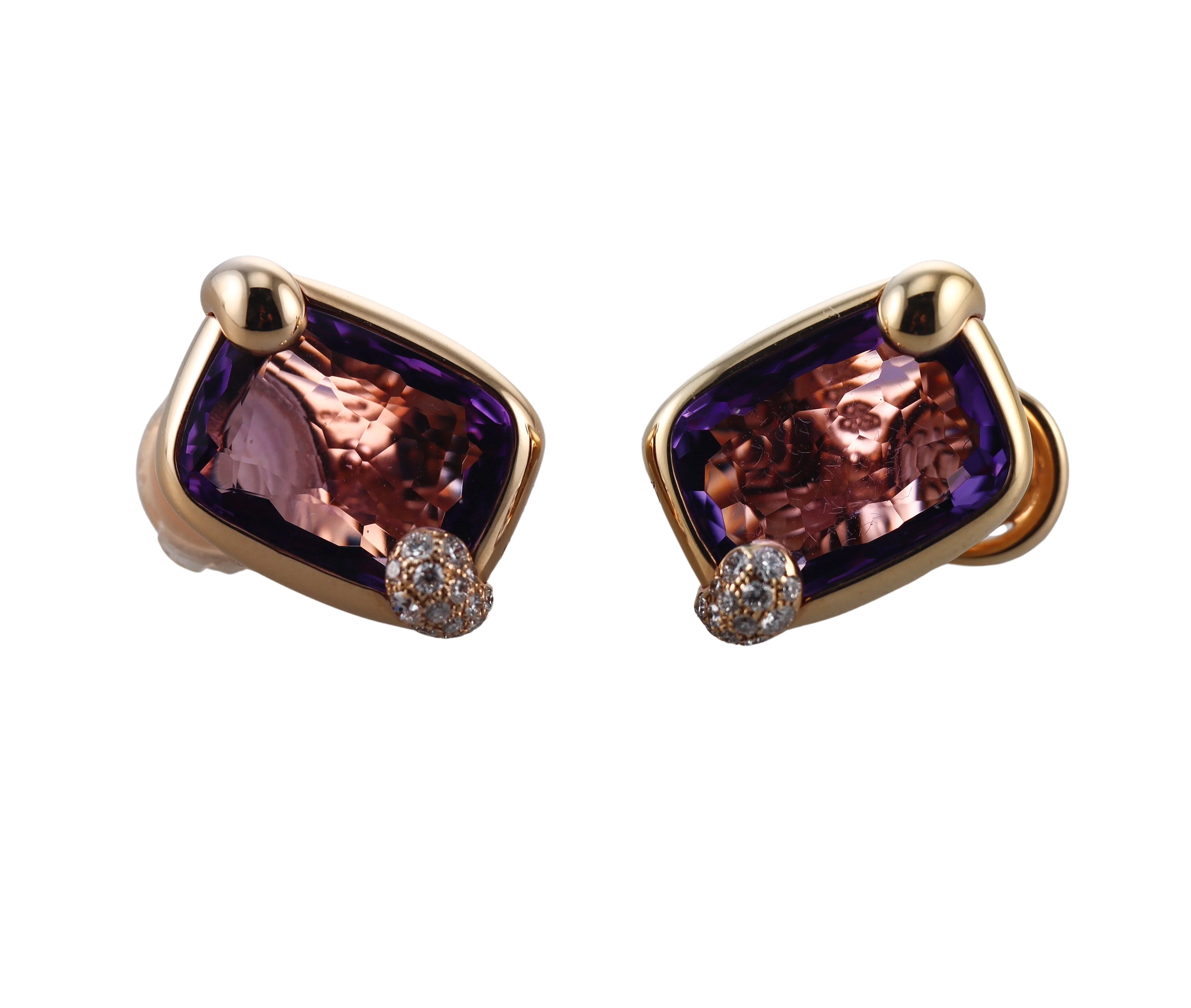Pomellato Ritratto Gold Amethyst Diamond Earrings
